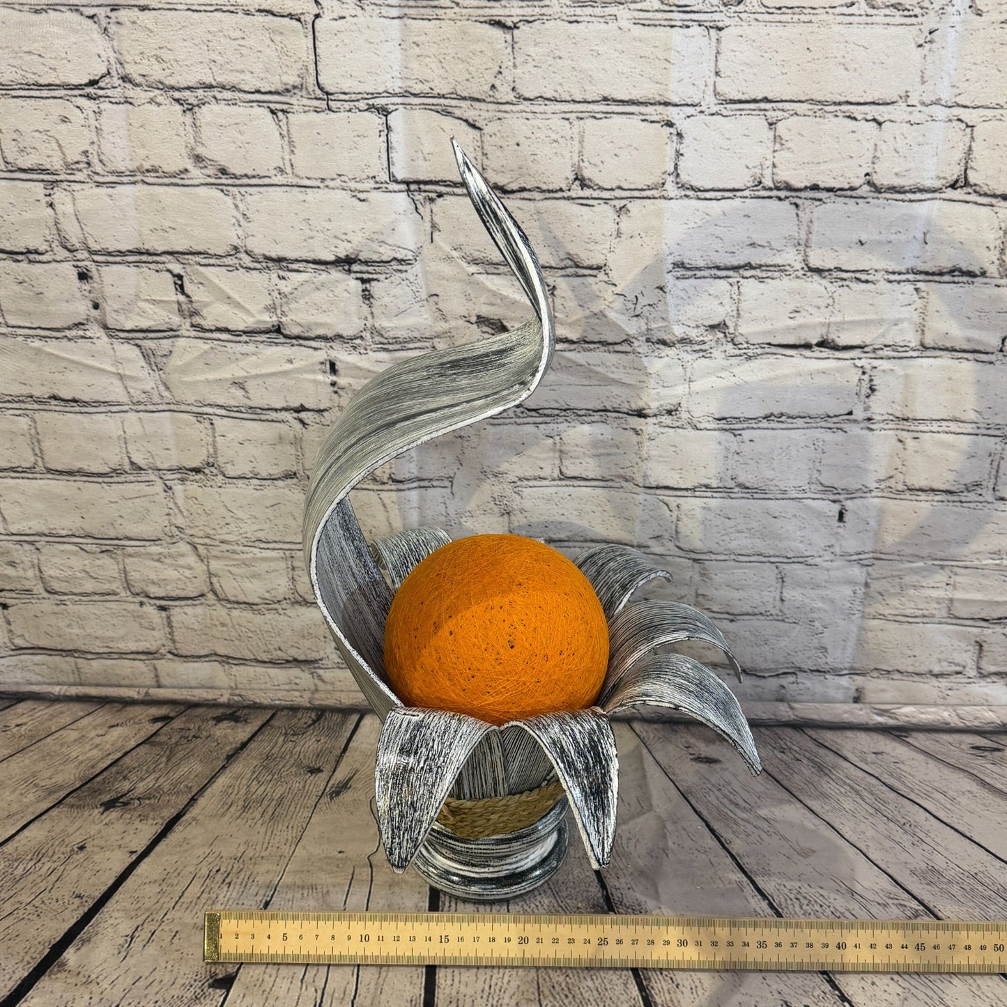 Orange Light Silver Natural 50cm Tall Leaf Lamp Twist LED UK Mains Plug Design 77