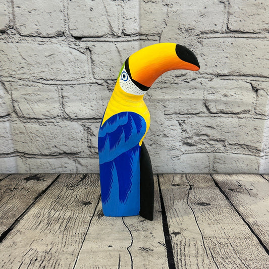 20cm Blue Toucan Bird Ornament Statue Fair Trade Hand Made Carved Wood0