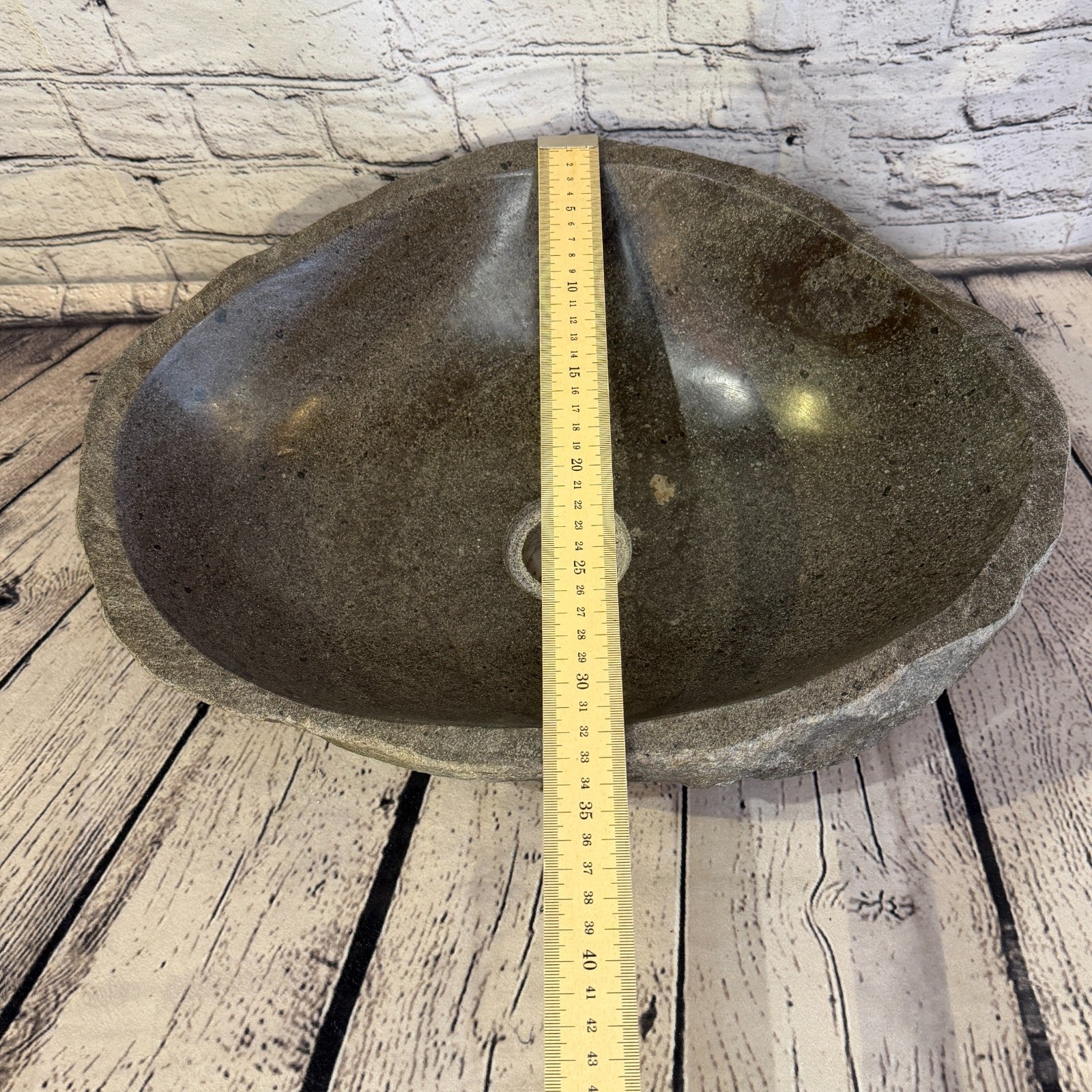 41cm x 34cm Wash Basin Bathroom Counter Top Washing River Stone Bowl Sink No 208