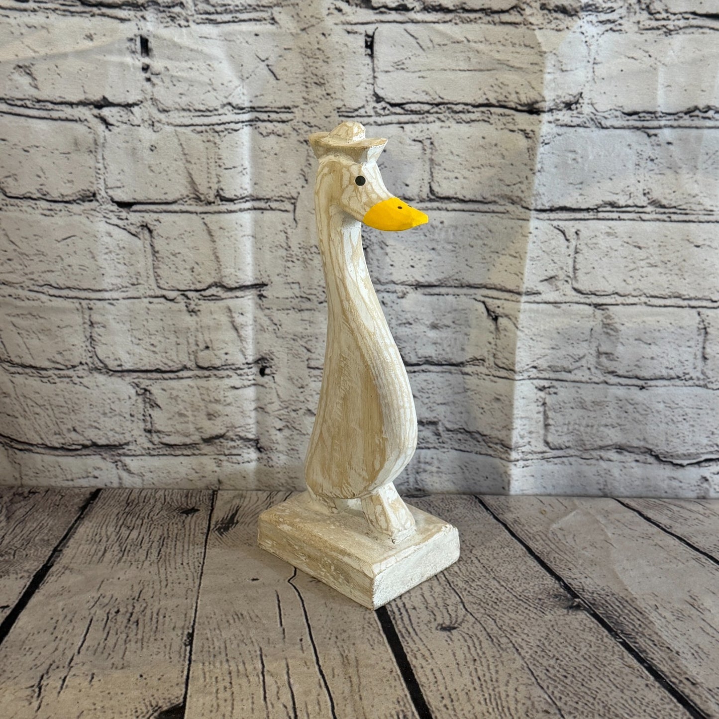 Looking Forward 28cm Tall Wooden White Duckling Baby Duck Shabby Wood Fairtrade2