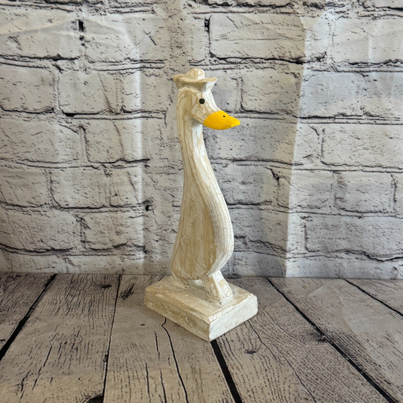 Looking Forward 28cm Tall Wooden White Duckling Baby Duck Shabby Wood Fairtrade2