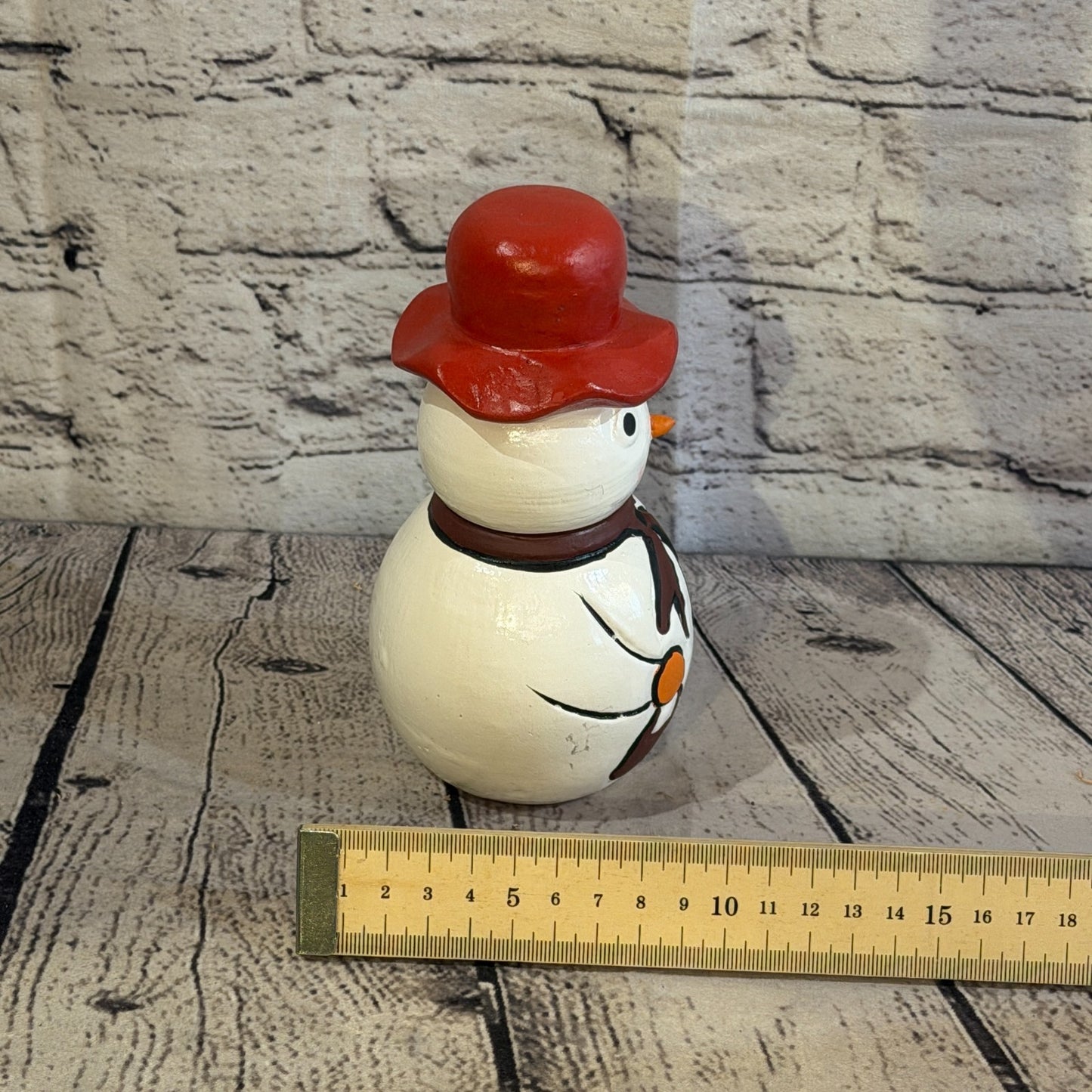 15cm x 10cm Red Top Hat Snowman Handcrafted Wood Xmas Christmas Ornament7