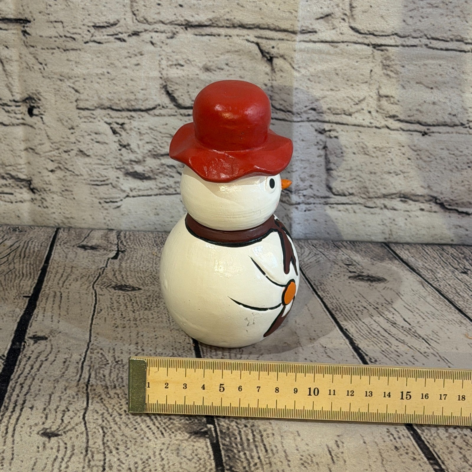 15cm x 10cm Red Top Hat Snowman Handcrafted Wood Xmas Christmas Ornament7