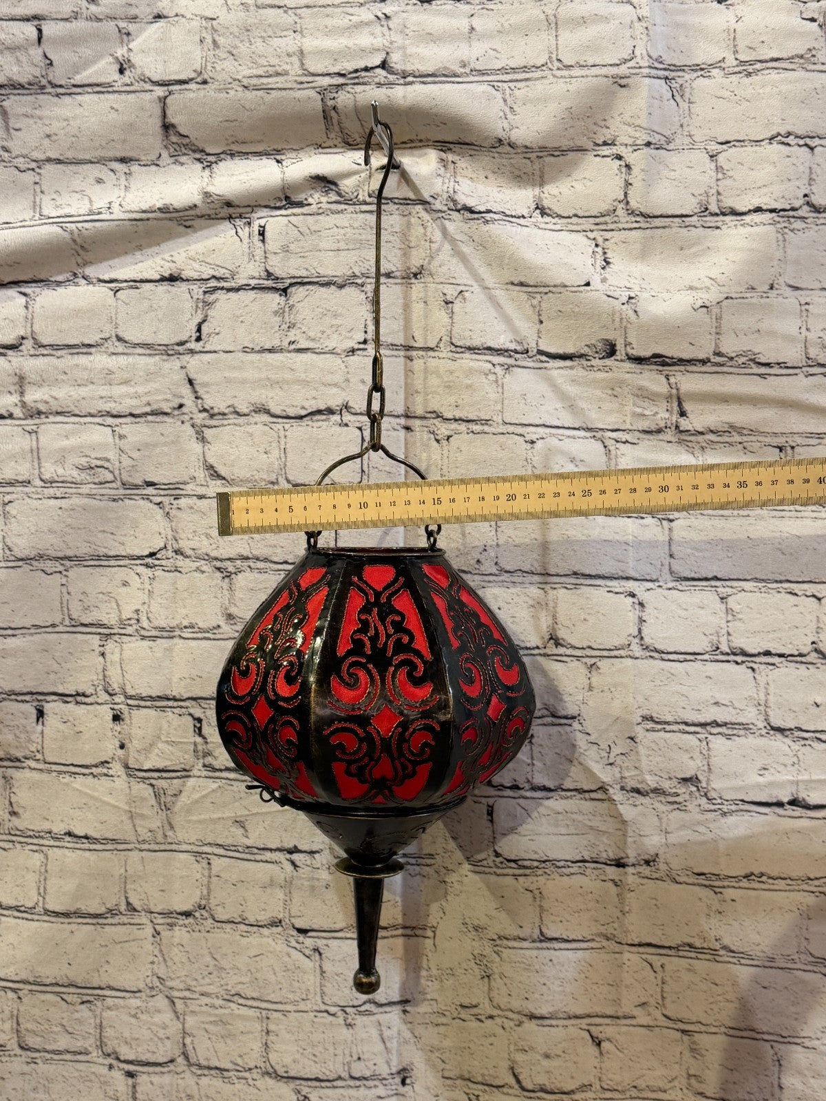 30cm x 20cm Red Metal Fabric Ceiling Pendant Light Shade Lampshade LED Bulb3
