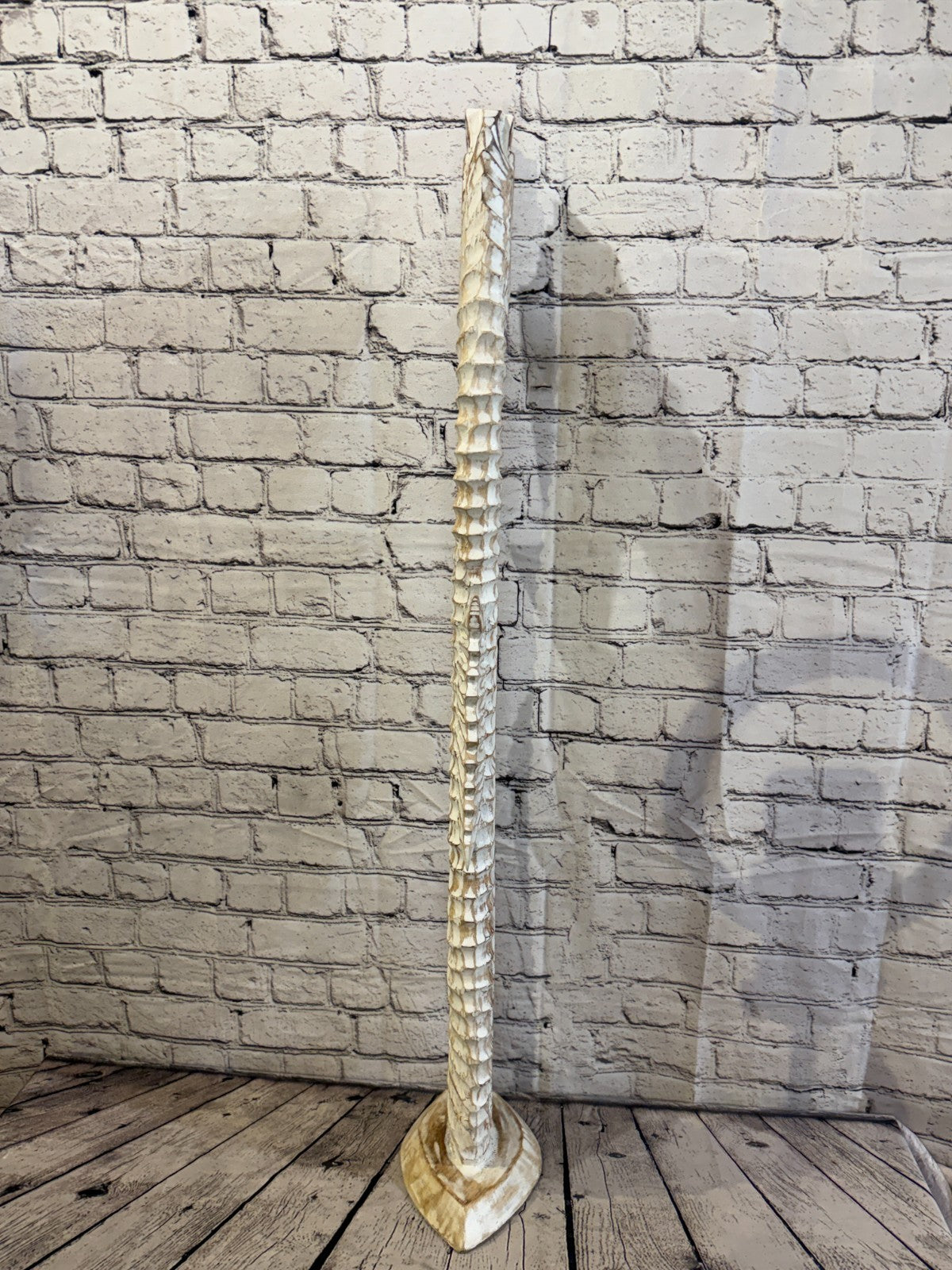 100cm White Wooden Shabby Seahorse Statue Ornament Fair Trade Handcarved4