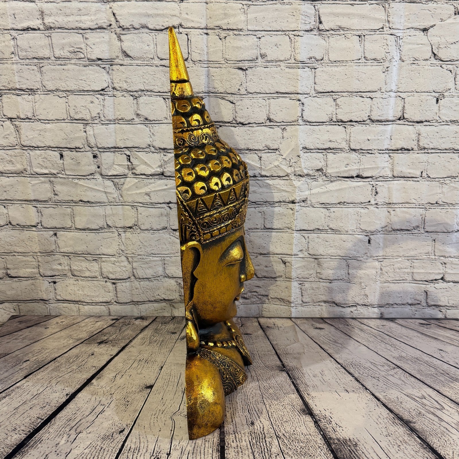 60cm Gold Head Shoulder Buddha Ornament Sculpture Statue Buddhas Handcarved Wood3