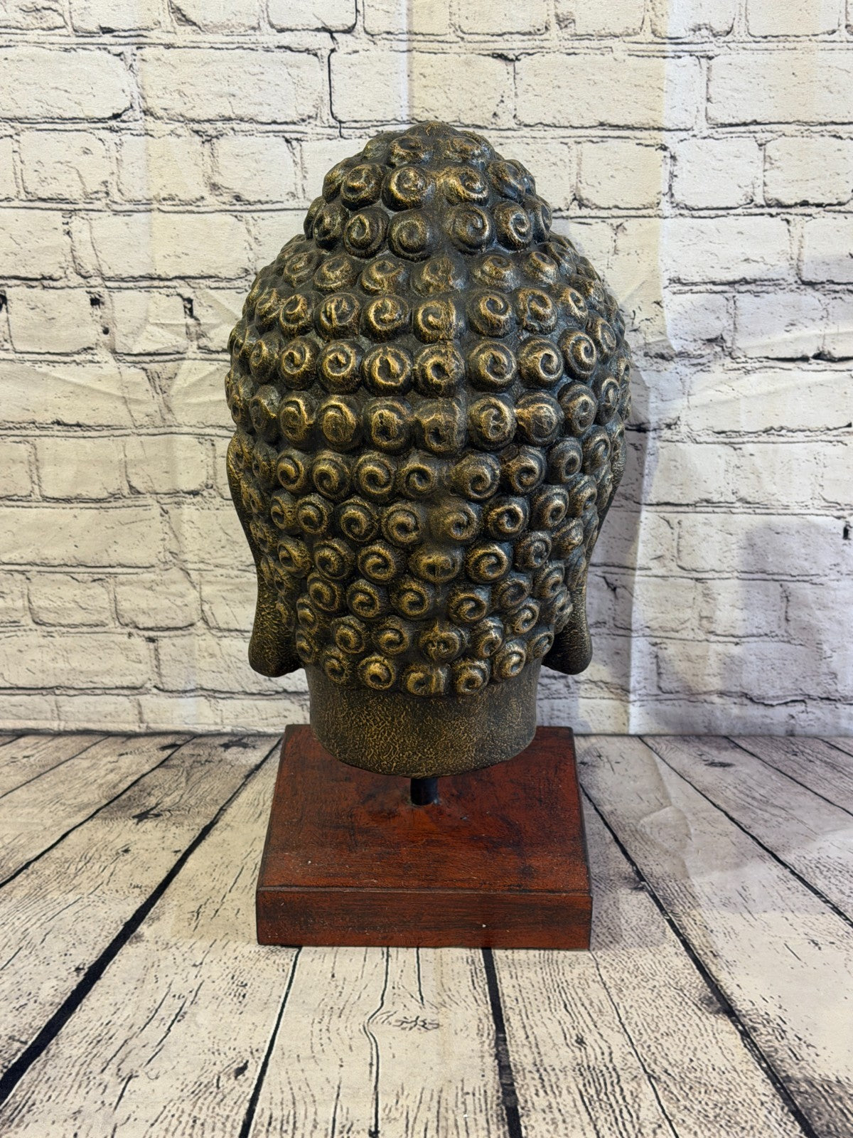 Bronze 55cm x 25cm Thai Buddha Head Peaceful On Base Statue Resin Hindu4