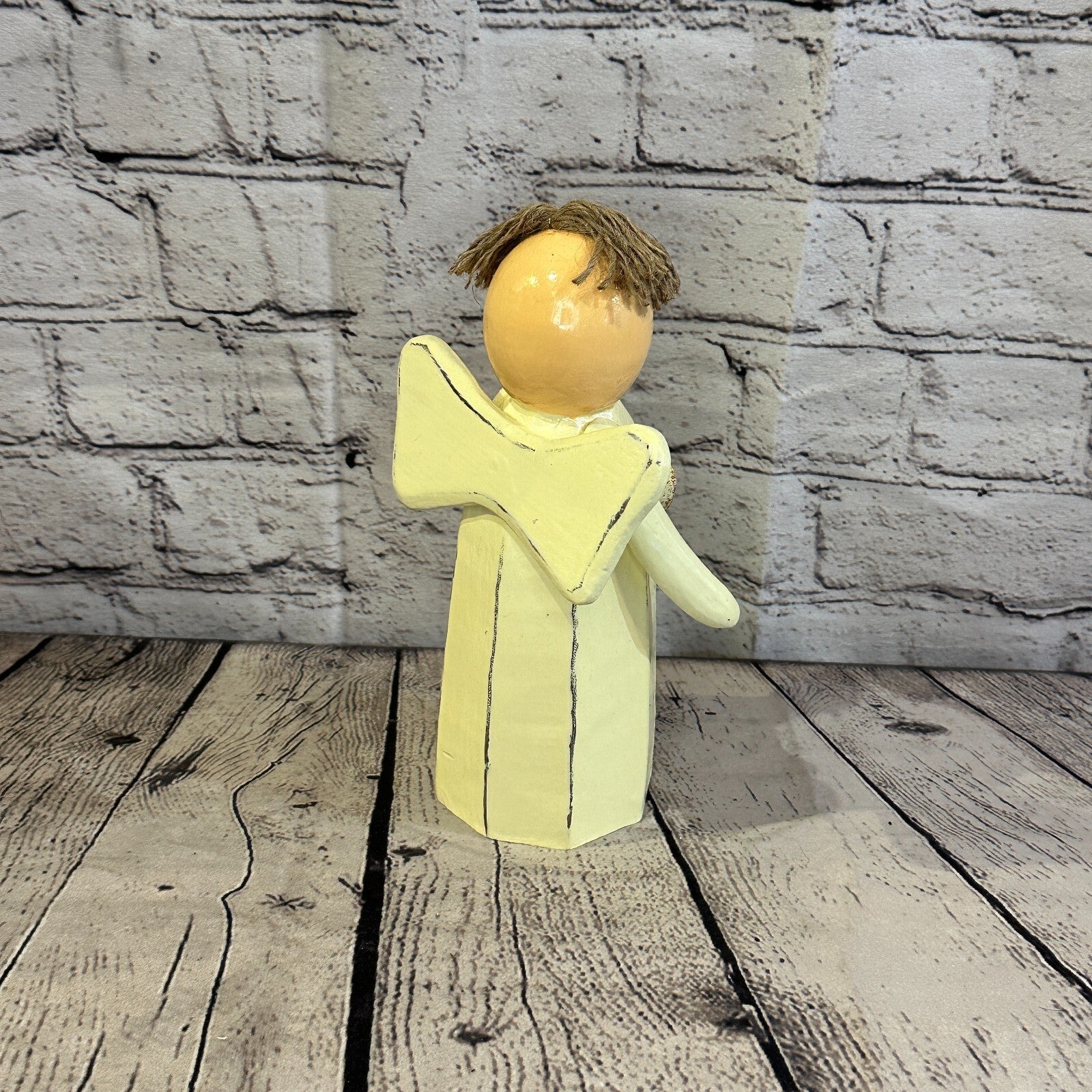 20cm x 8cm White Cream Angel Gold Heart Handcrafted Wood Xmas Christmas Ornament4