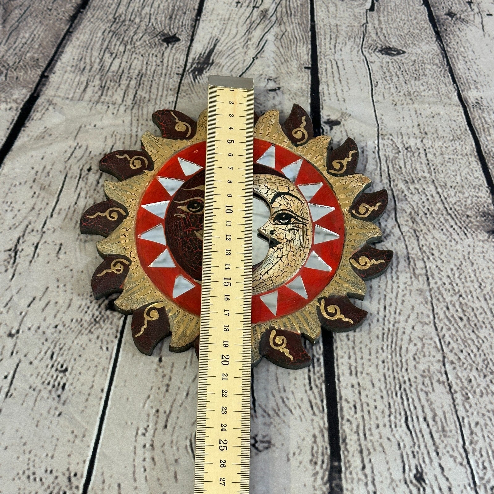 Red 2 Moon Mosaic Tile Wall Mirror 20cm x 20cm 8 Inches Handmade Fairtrade5