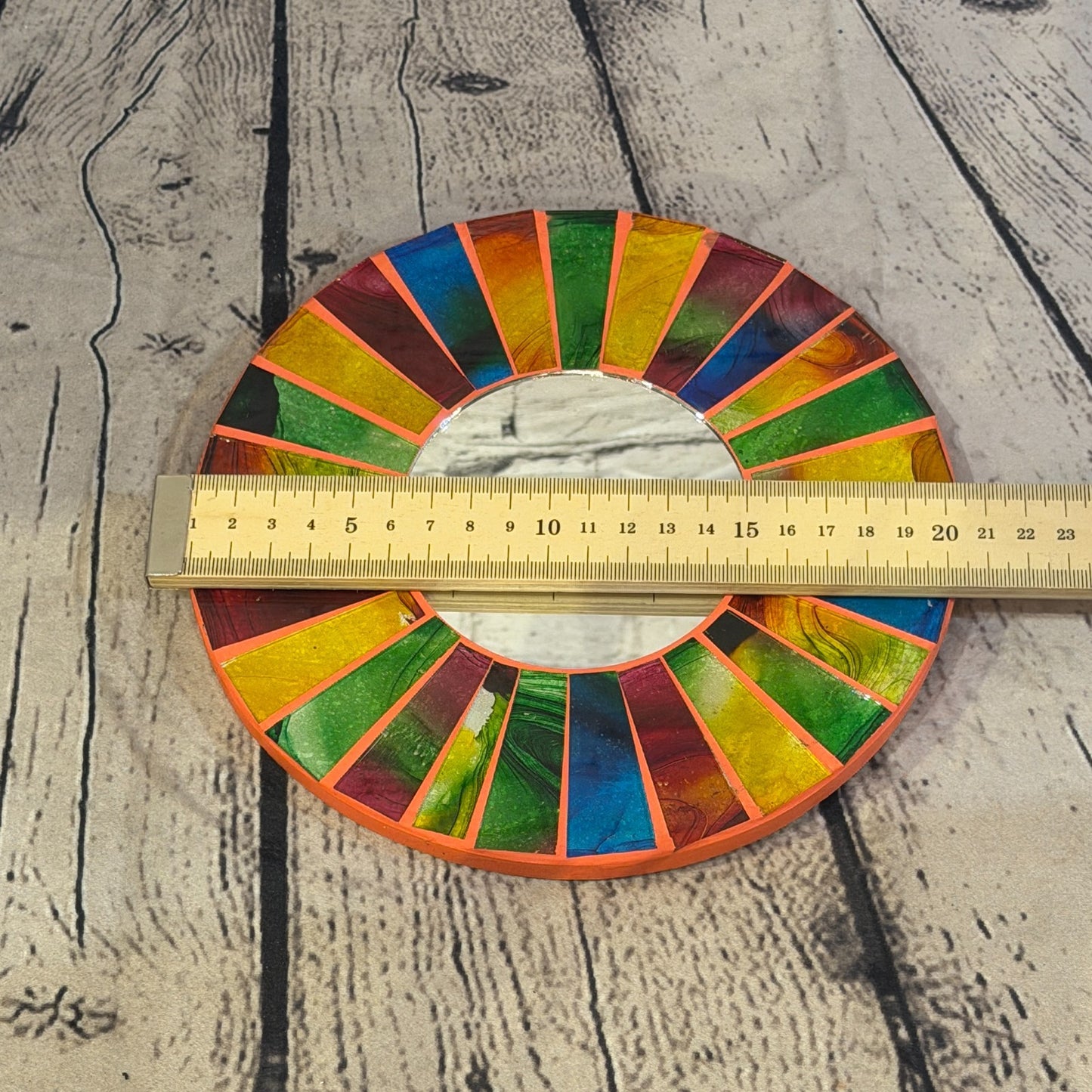 Rainbow Line Terracotta Mosaic Tile Wall Mirror 20cm x 20cm 8 Inches Handmade3