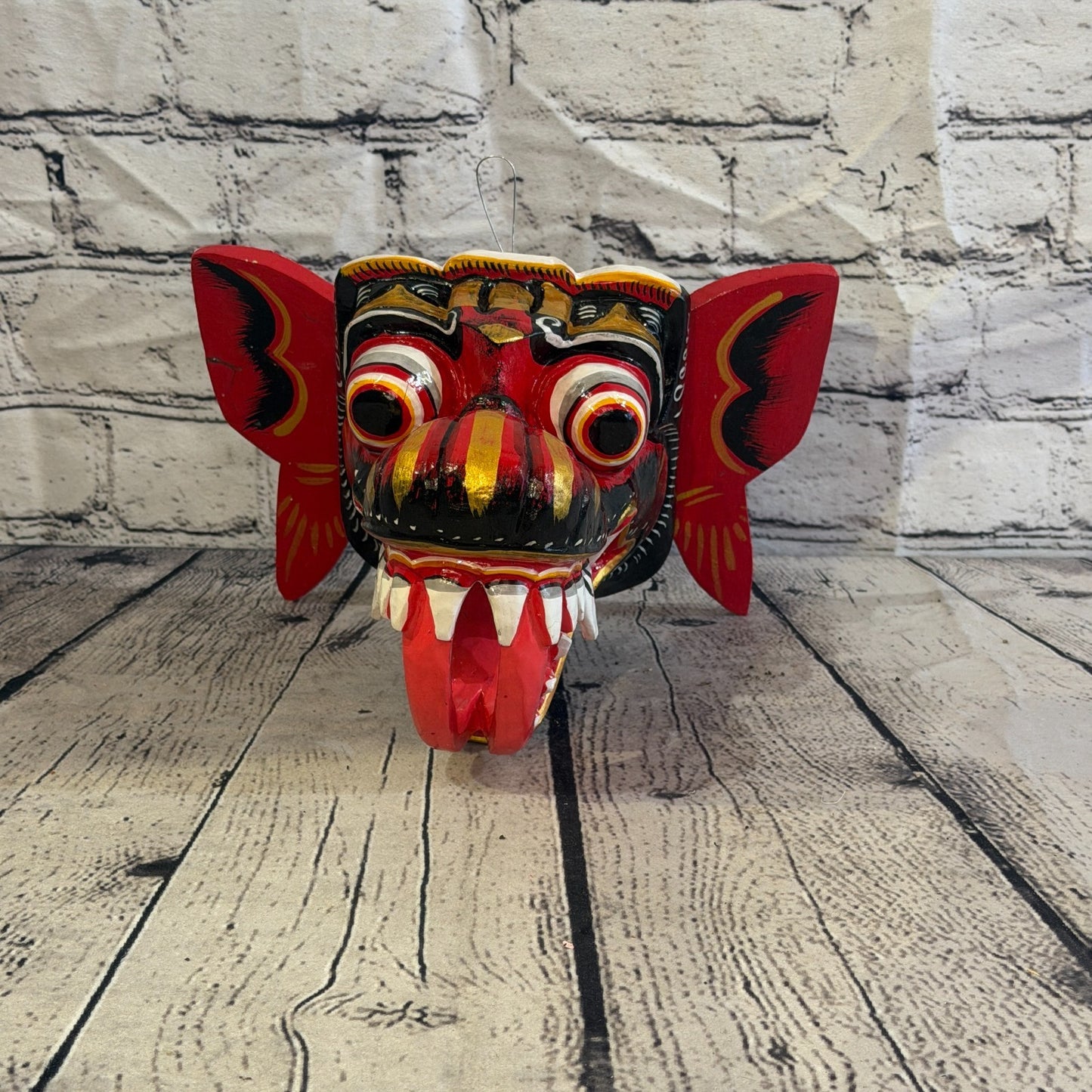 20cm Naga Basukih Red Dragon Hindu Deity Wooden Hand Carved Mask Painted3