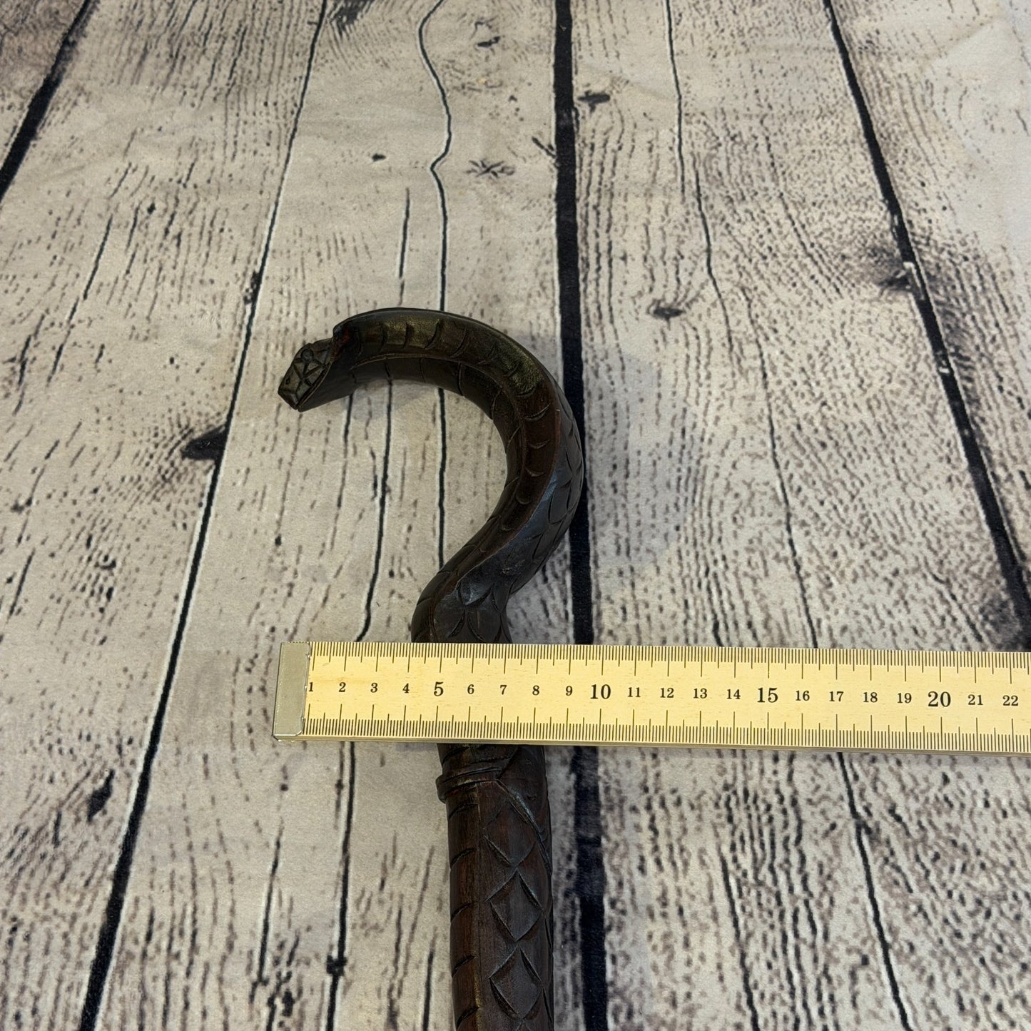King Cobra Head 90cm Tribal African Walking Stick Cane Hand Carved Dark Wood7