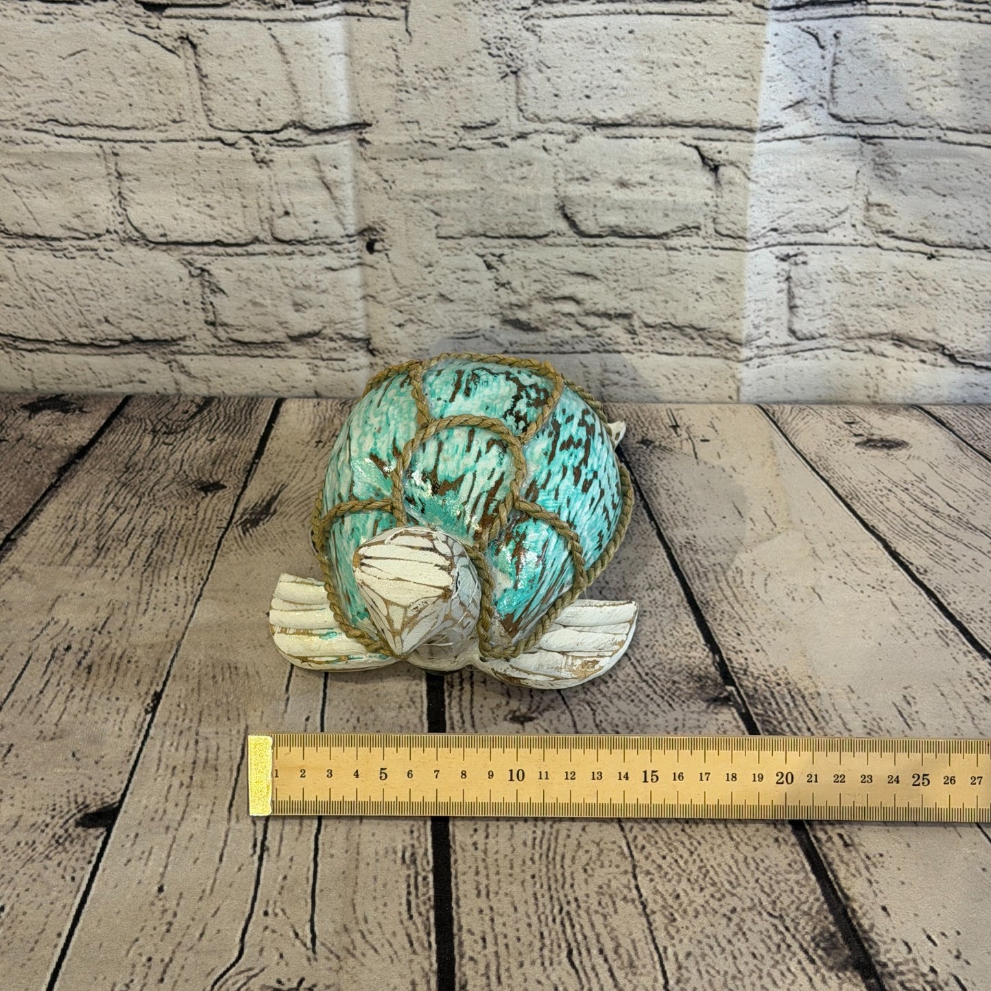 Green Body White Folk Art Painted Turtle Coconut Shell Ornaments Hanging Decor7