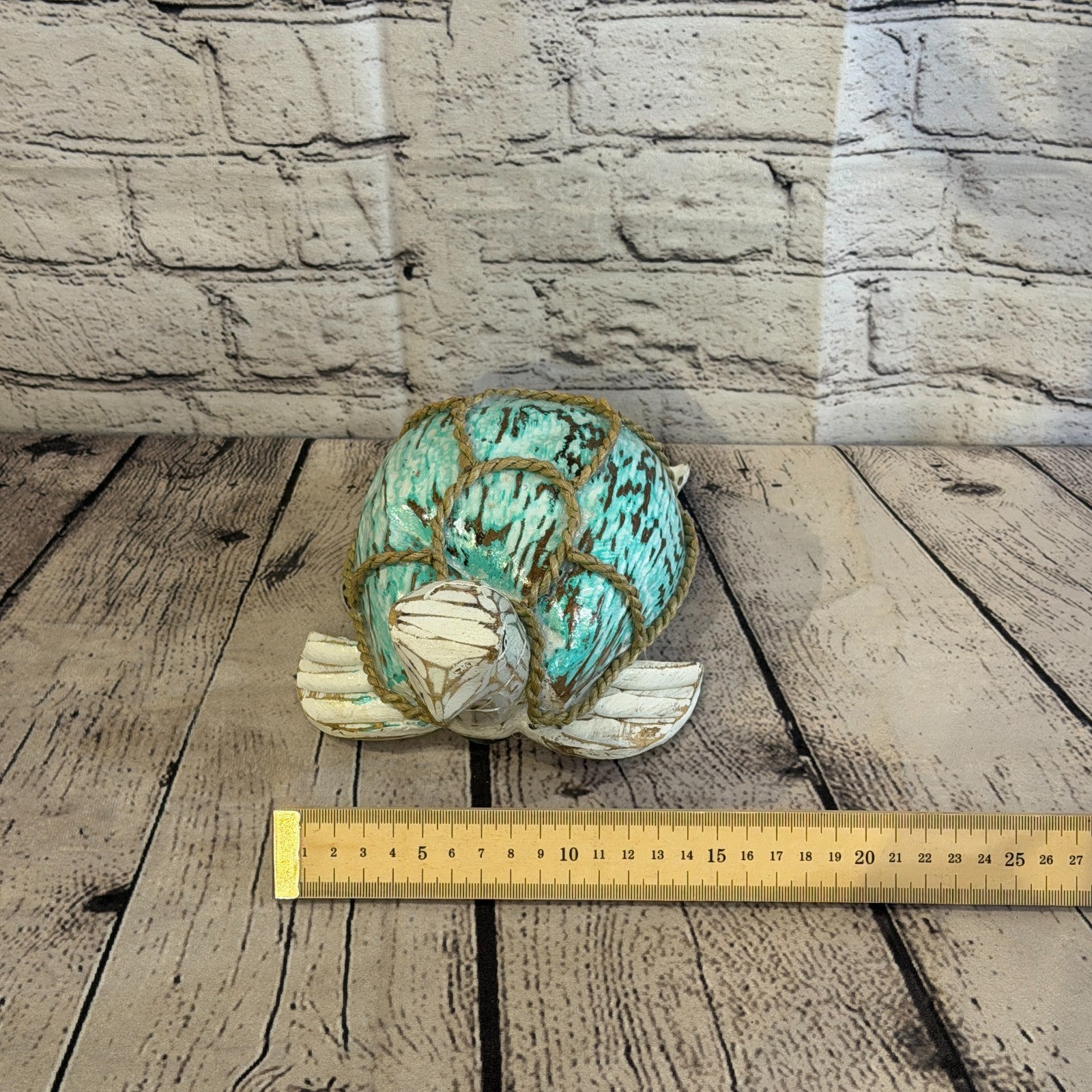 Green Body White Folk Art Painted Turtle Coconut Shell Ornaments Hanging Decor7