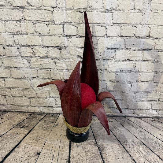 Red Light Red Natural 55cm Tall Leaf Lamp Twist LED UK Mains Plug Design 10