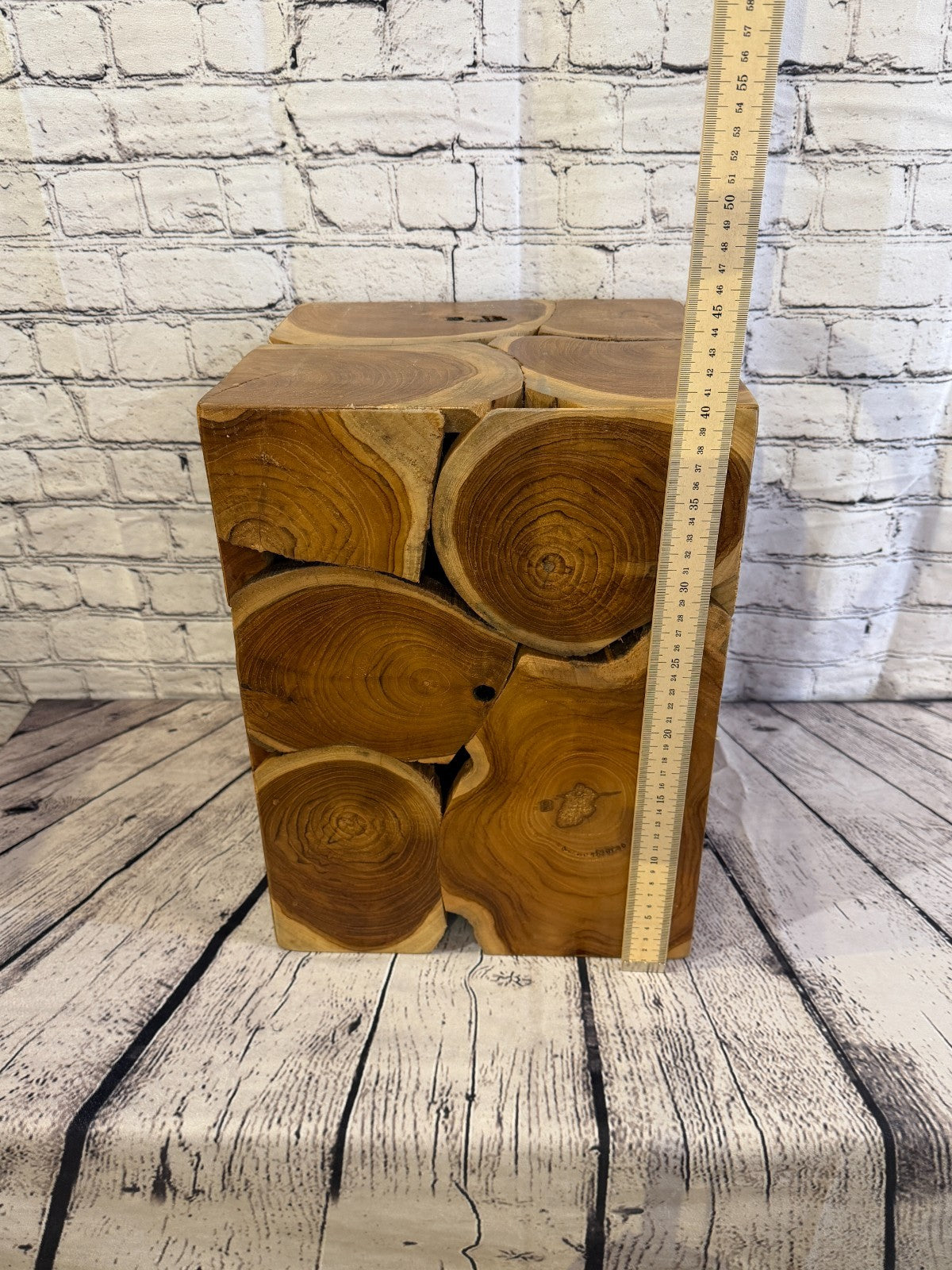 40cm x 30cm x 30cm Wooden Teak Wood Slice Cube Table Sculpture Root Ornament4