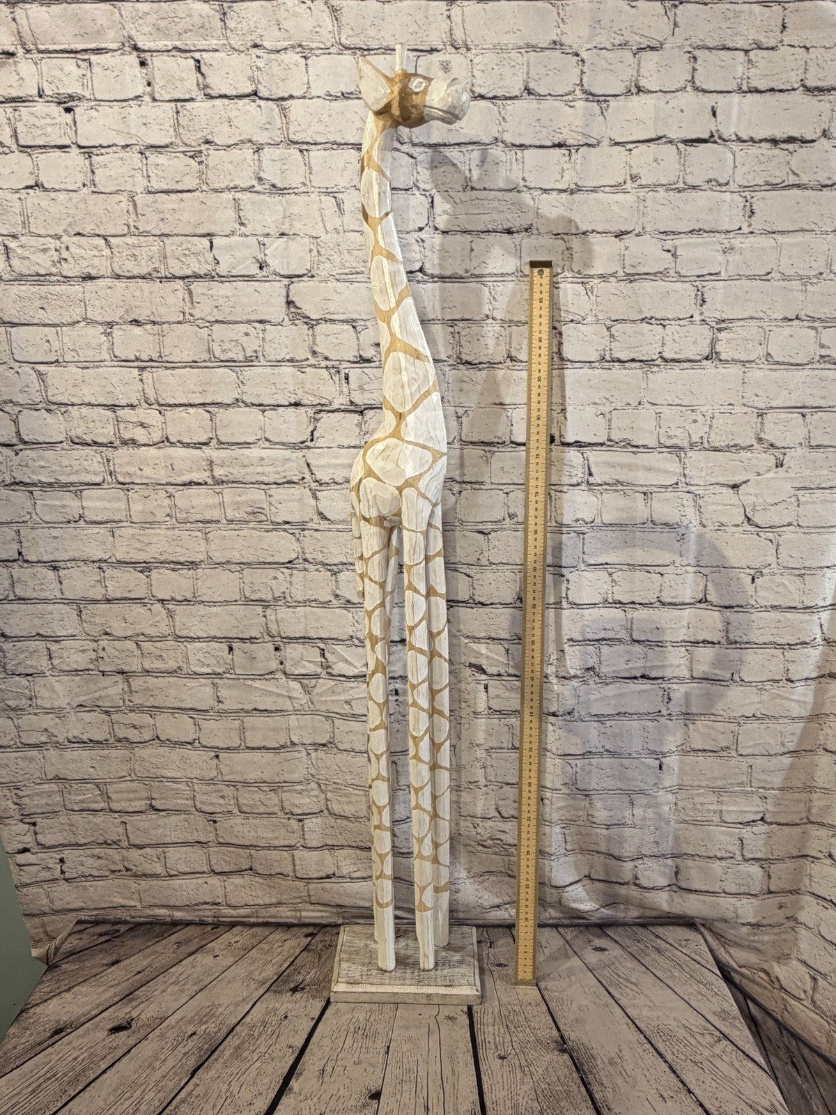 120cm White Dot Wooden Giraffe Standing Single Carve Solid Wood Giraffe Handmade5