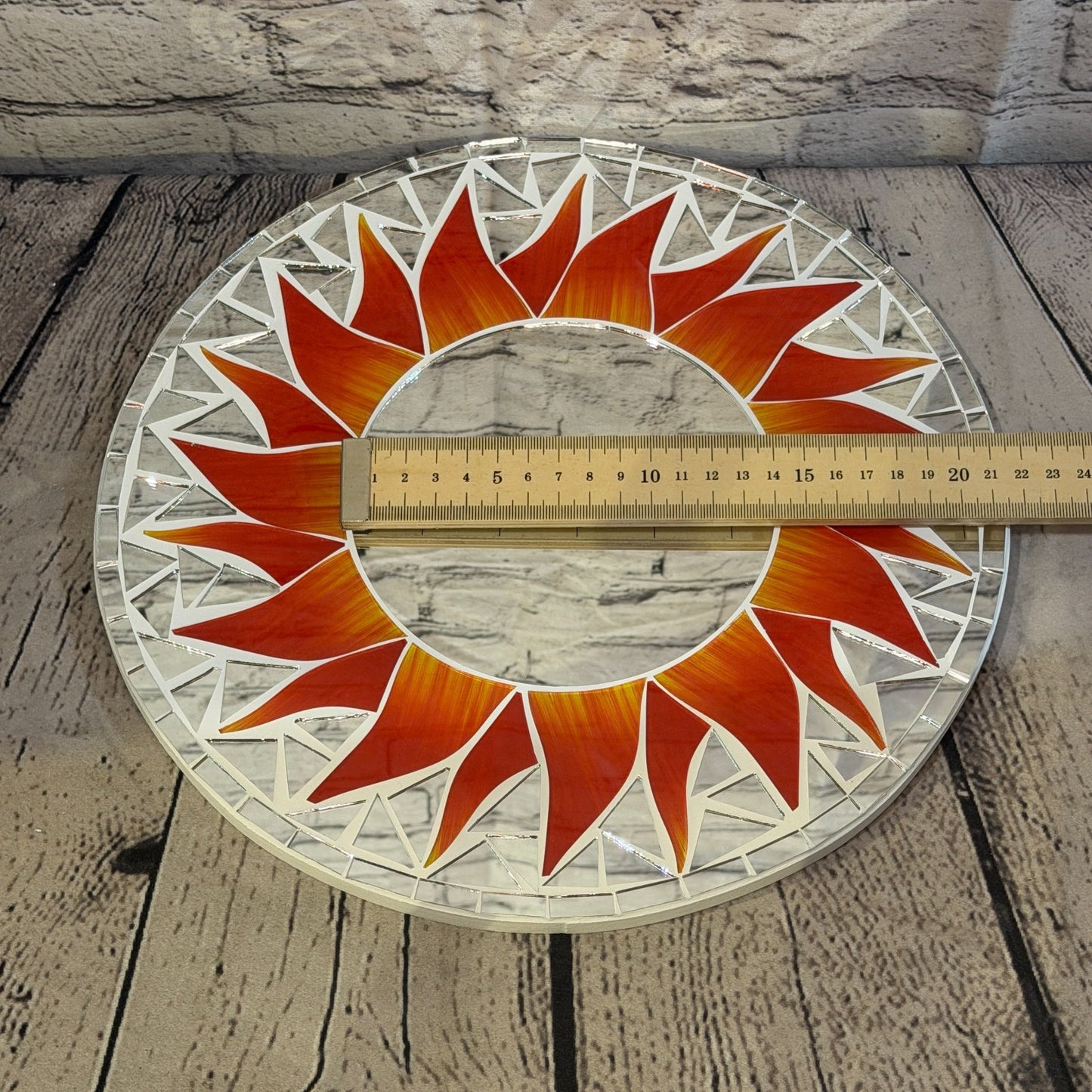 Red Sun Flame Mosaic Tile Wall Mirror 30cm x 30cm 12 Inches Handmade5