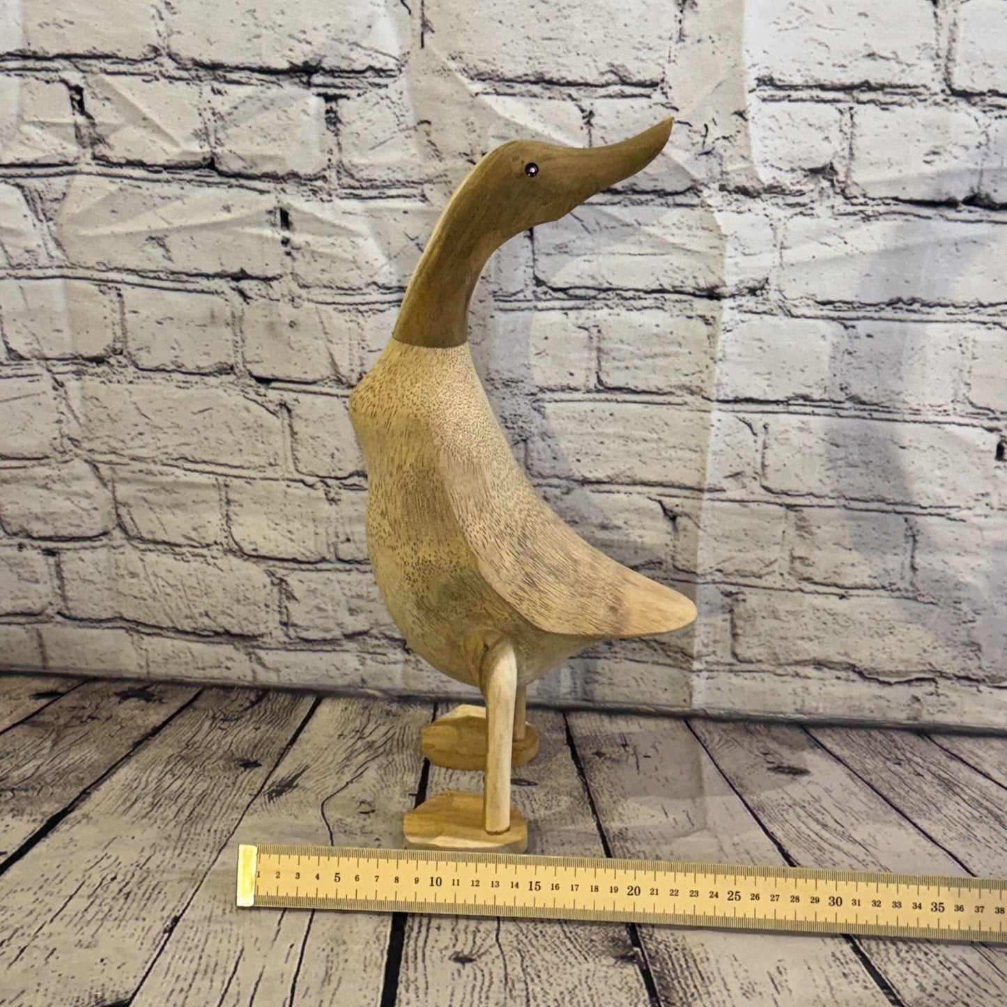 Looking Back 40cm Tall Wooden Smooth Duckling Baby Duck Bamboo Root Fairtrade6
