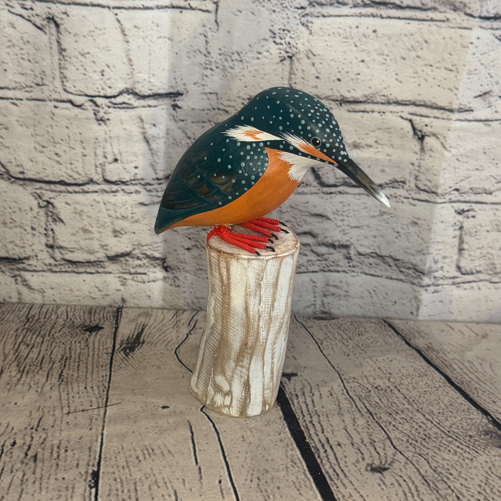 20cm Kingfisher Wooden Bird Ornament Seaside Coastal Nautical Handcrafted Decor2