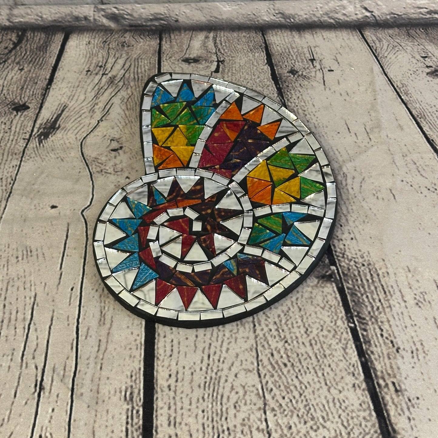 Rainbow Nautilus Shell Mosaic Tile Wall Mirror 20cm x 15cm Handmade New3