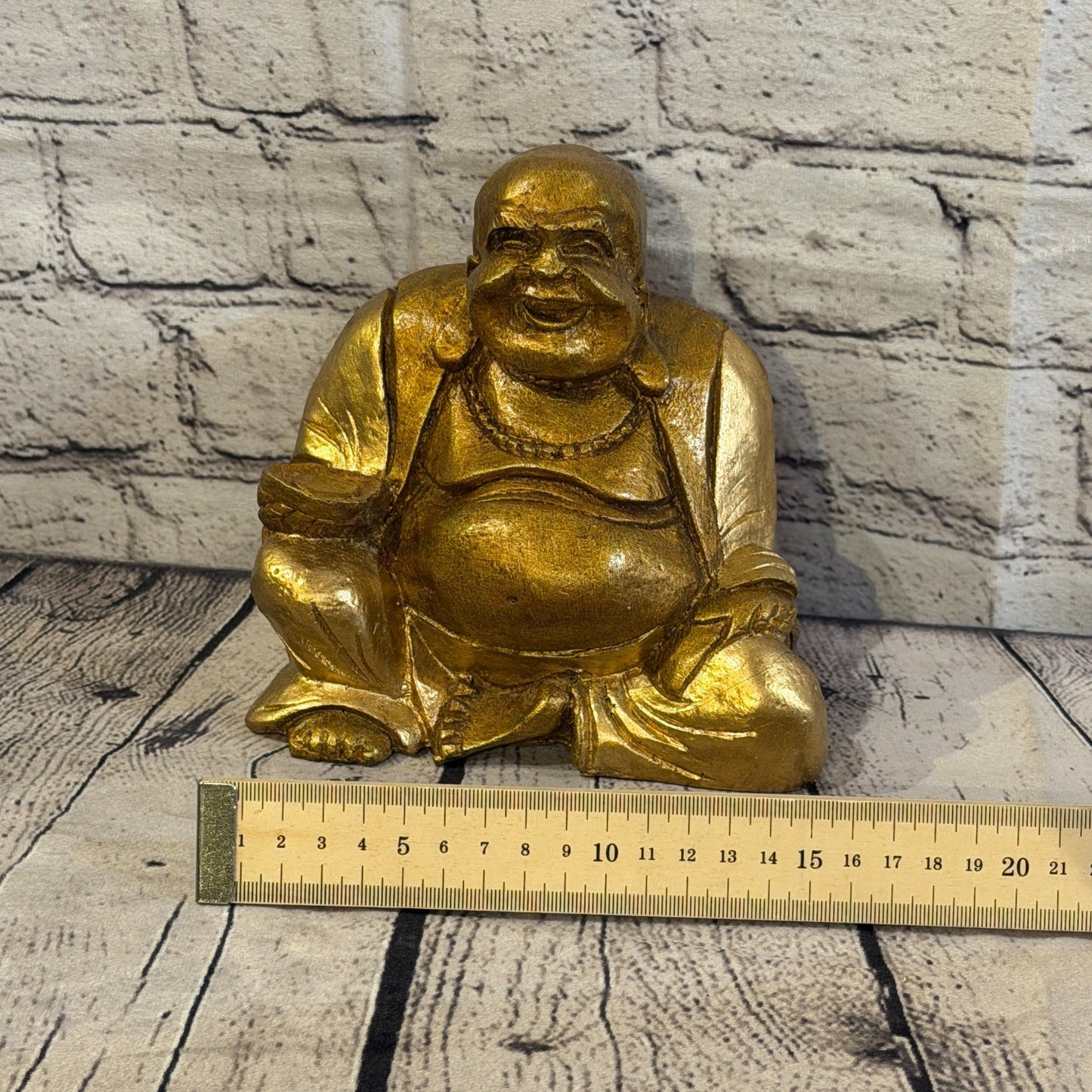 Bronze & Bronze 15cm x 15cm Large Chinese Buddha Sitting On Lotus Statue Resin6