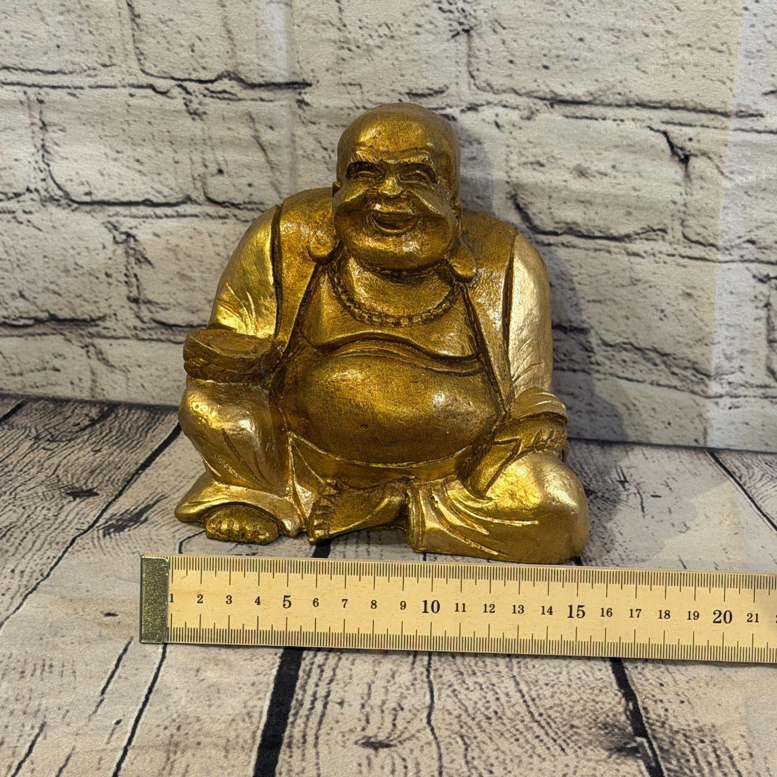 Bronze & Bronze 15cm x 15cm Large Chinese Buddha Sitting On Lotus Statue Resin6