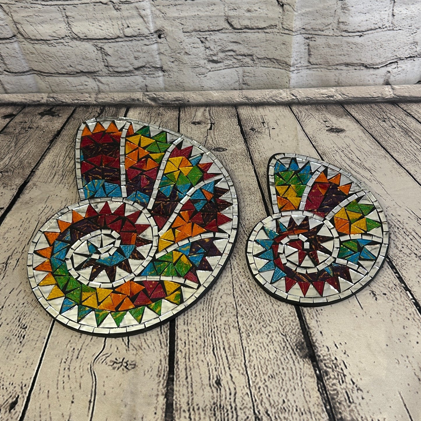 Rainbow Nautilus Shell Mosaic Tile Wall Mirror 20cm x 15cm Handmade New7