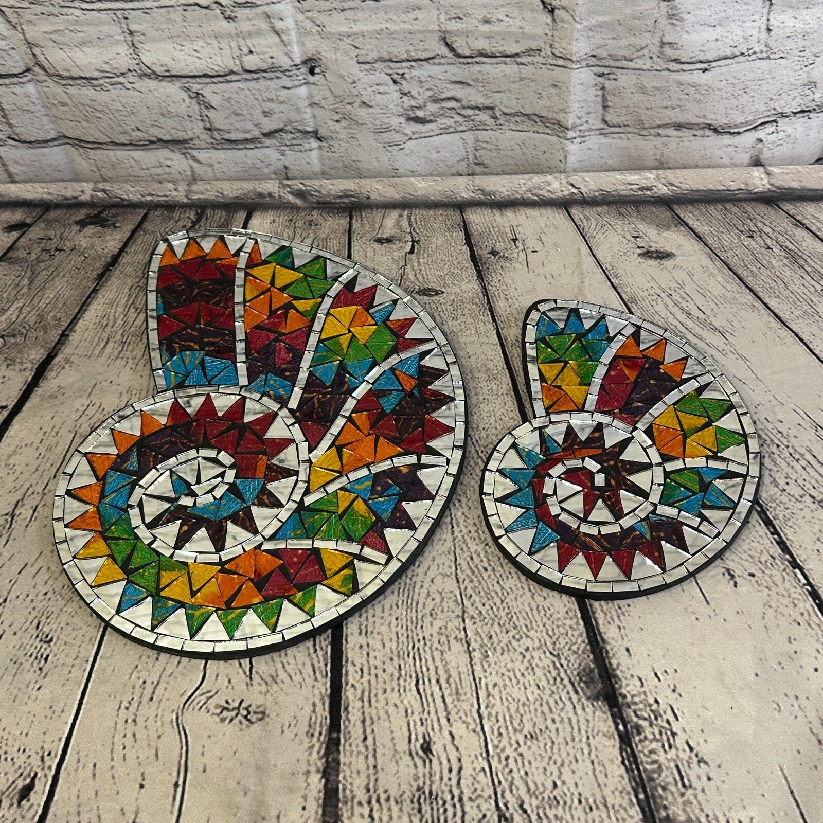 Rainbow Nautilus Shell Mosaic Tile Wall Mirror 20cm x 15cm Handmade New7