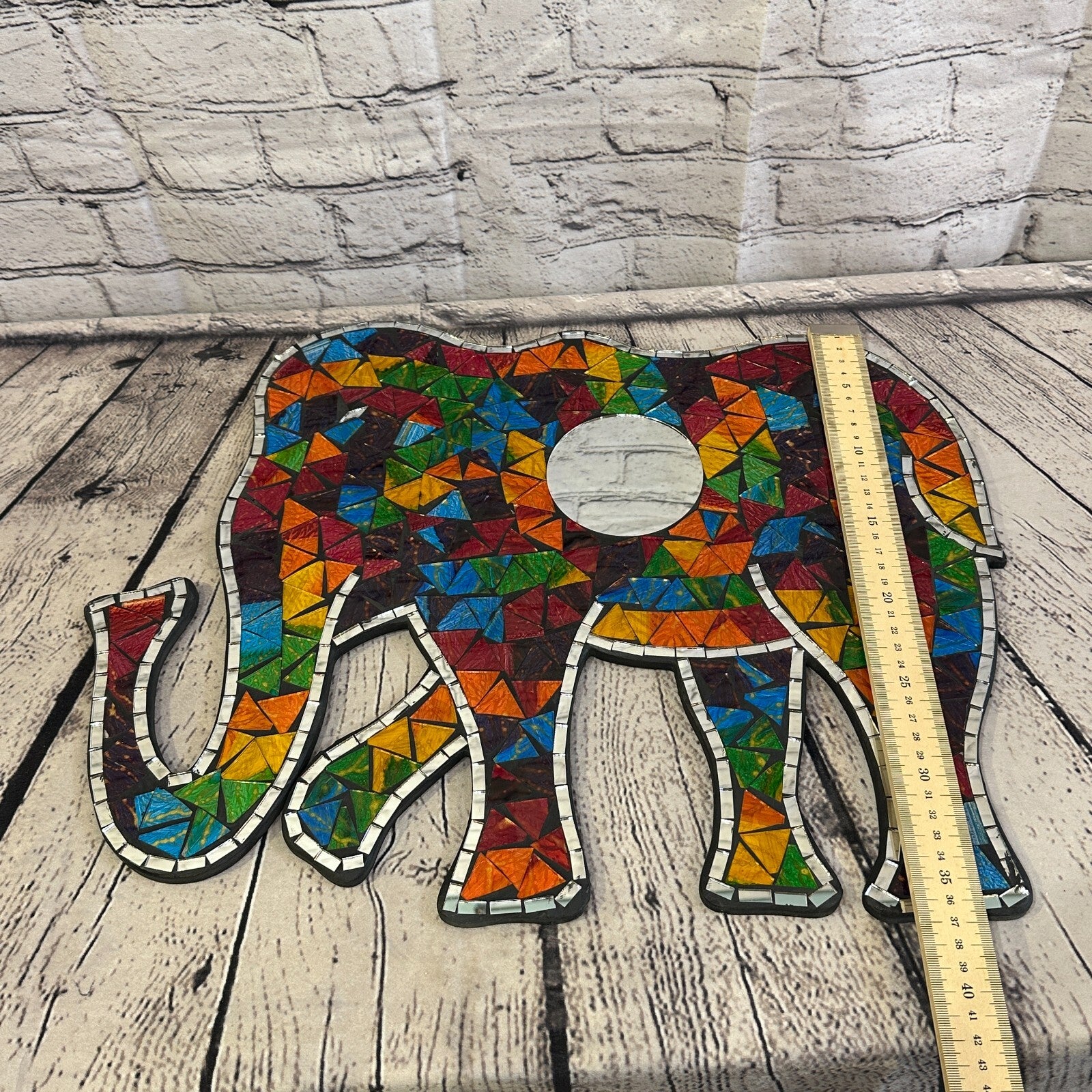 Rainbow Standing Elephant Mosaic Tile Wall Mirror 50cm x 35cm Handmade New4