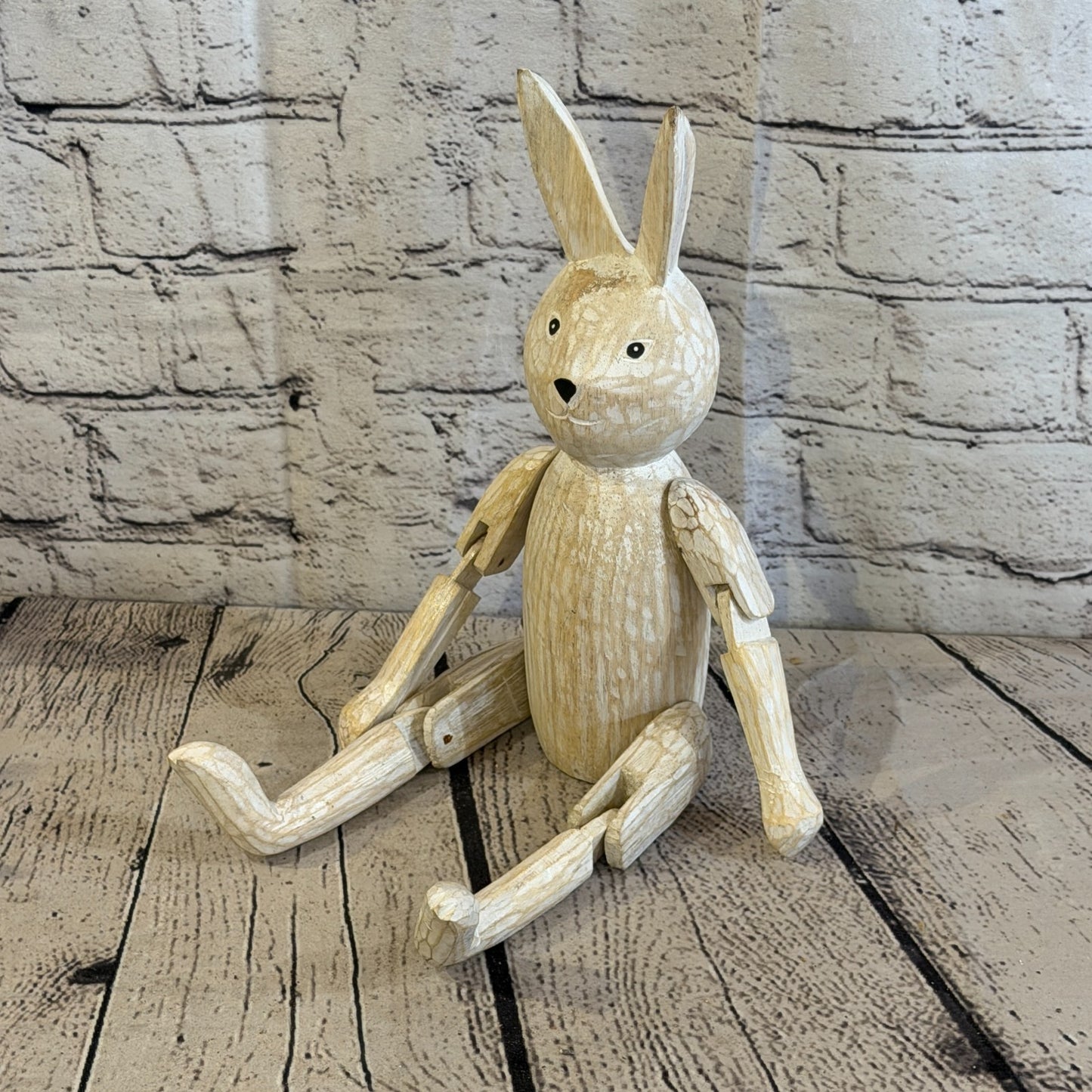 25cm Brown Bunny Rabbit Sitting Animal, Wooden Shelf Ornament Handmade Fairtrade0
