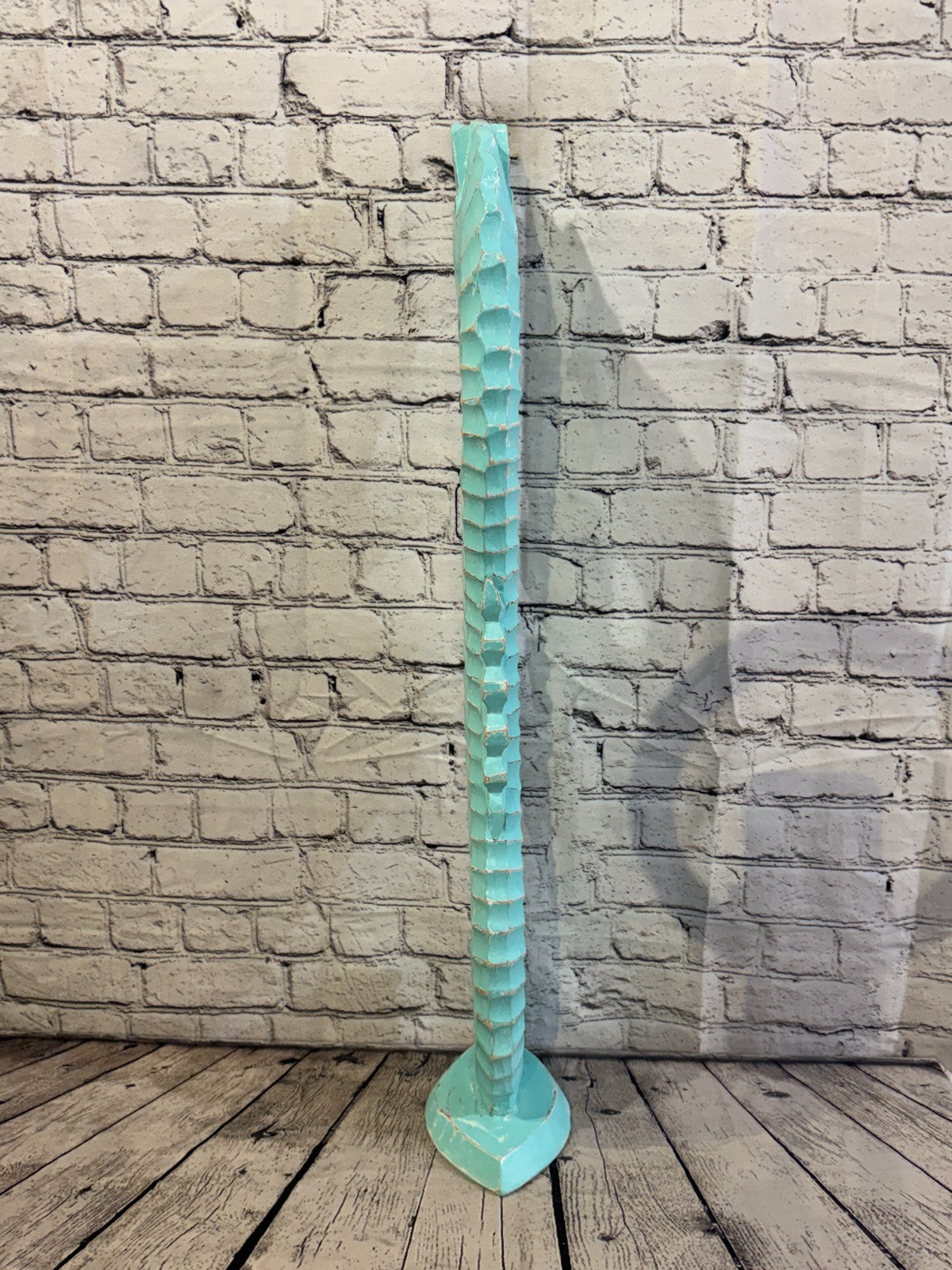 80cm Green Teal Wooden Shabby Seahorse Statue Ornament Fair Trade Handcarved4