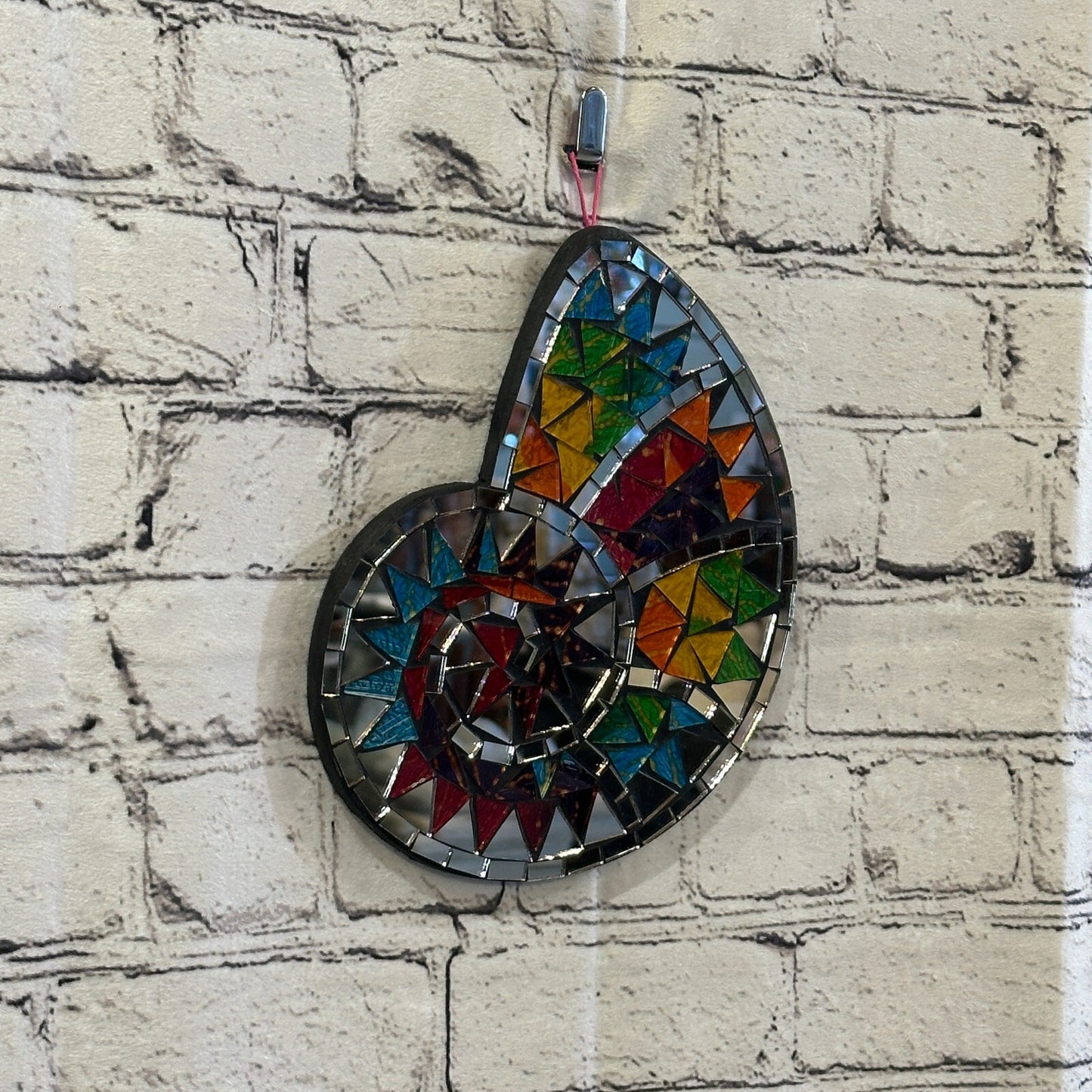 Rainbow Nautilus Shell Mosaic Tile Wall Mirror 20cm x 15cm Handmade New0