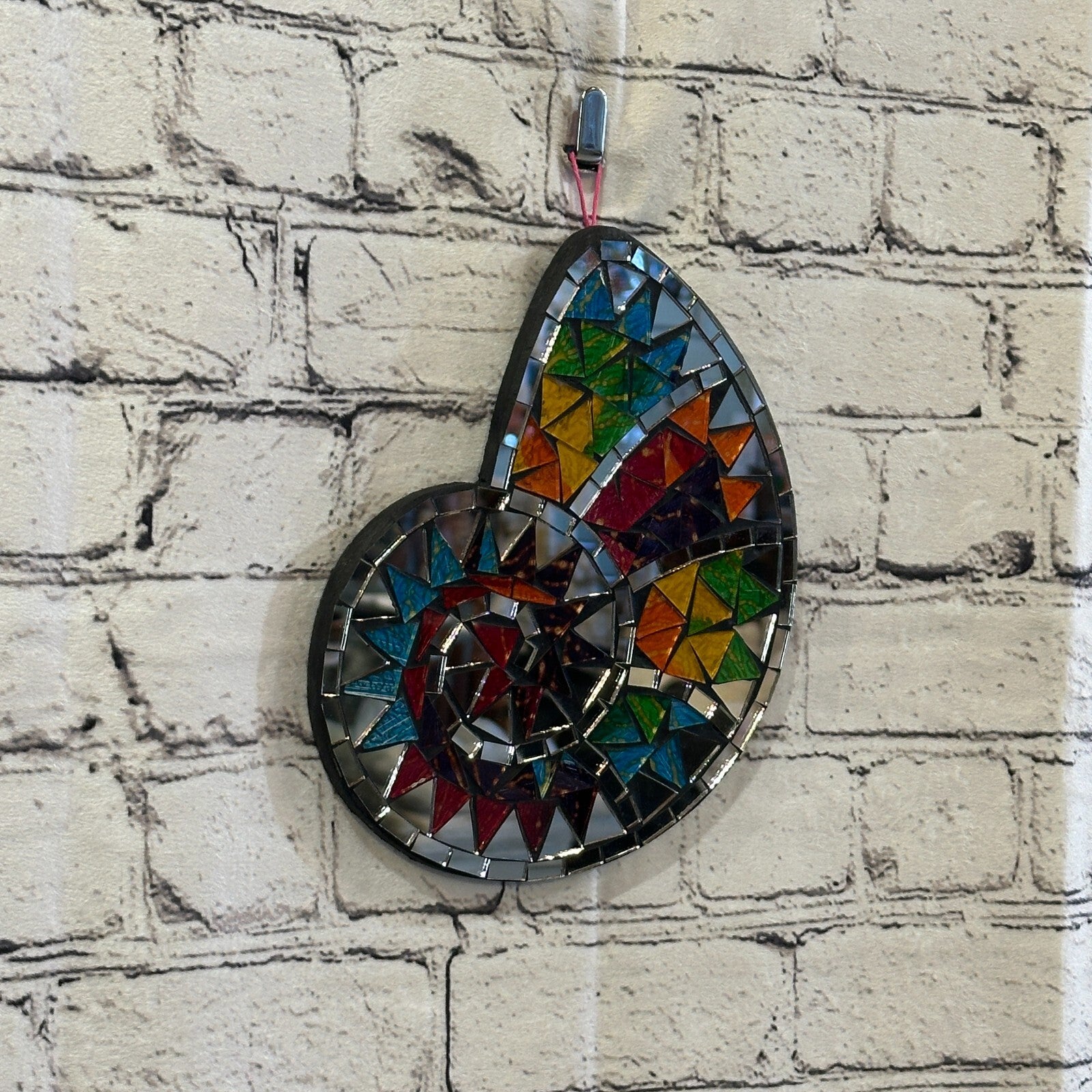 Rainbow Nautilus Shell Mosaic Tile Wall Mirror 20cm x 15cm Handmade New0