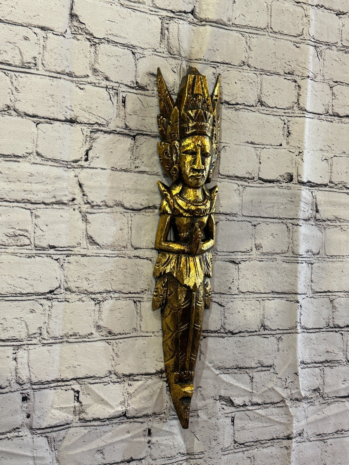 Gold Antique Colour Sita Dewi Bali Rice Goddess Wings Mermaid Wood 50cm Pair3
