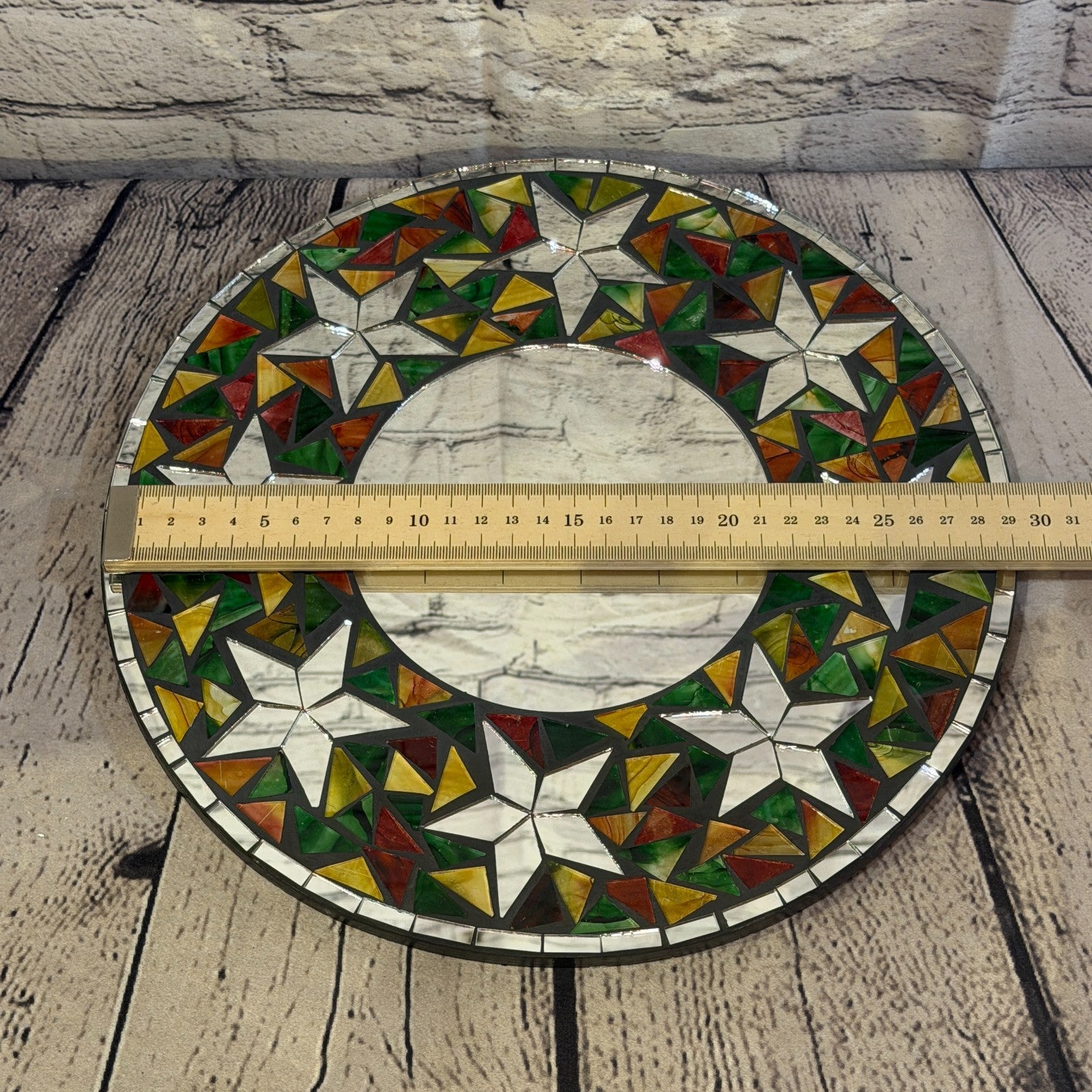 Rainbow Star Black Mosaic Tile Wall Mirror 30cm x 30cm 12 Inches Handmade3