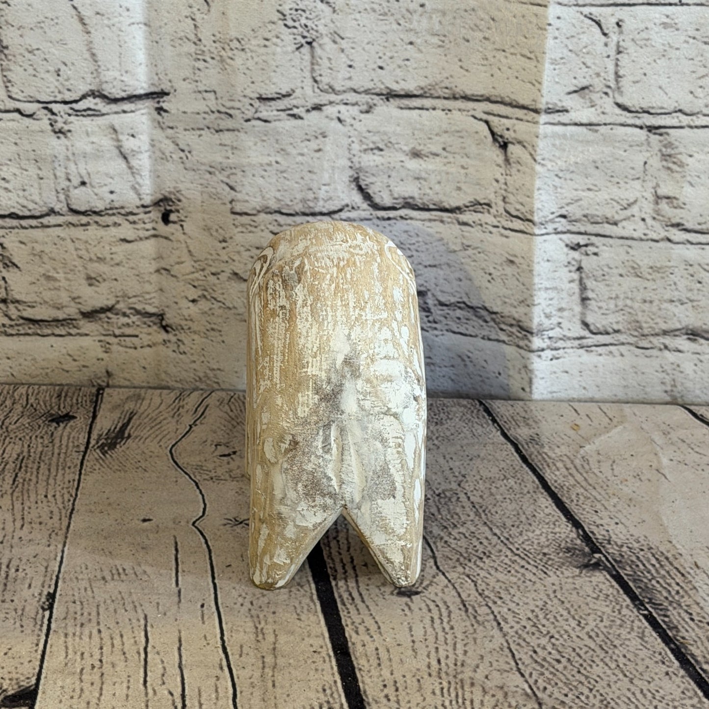 10cm x 15cm White Wood Wooden Standing Elephant Hand Carved Painted Statue5