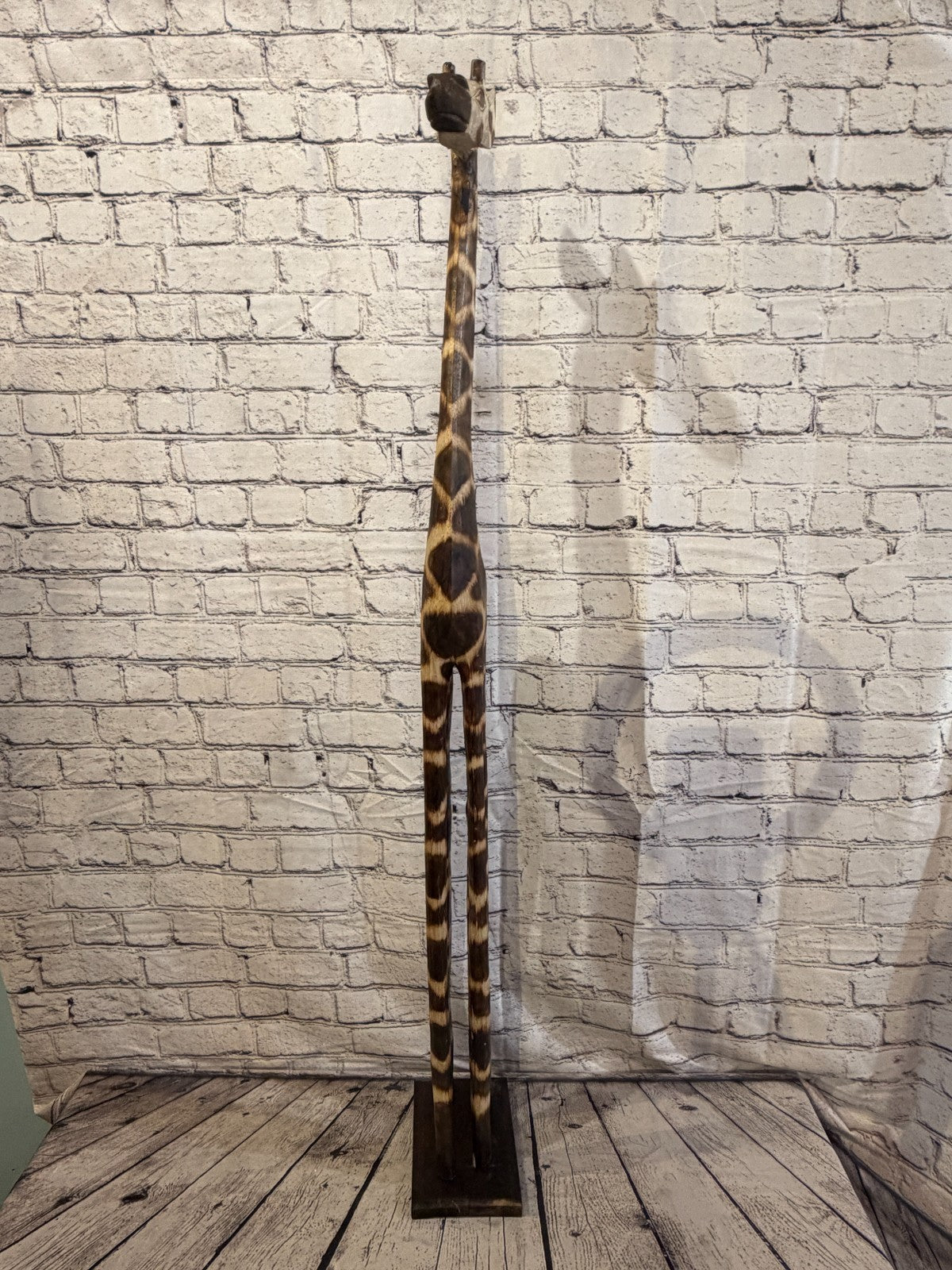 120cm Burnt Wooden Giraffe Standing Single Carved Solid Wood Giraffe Handmade1