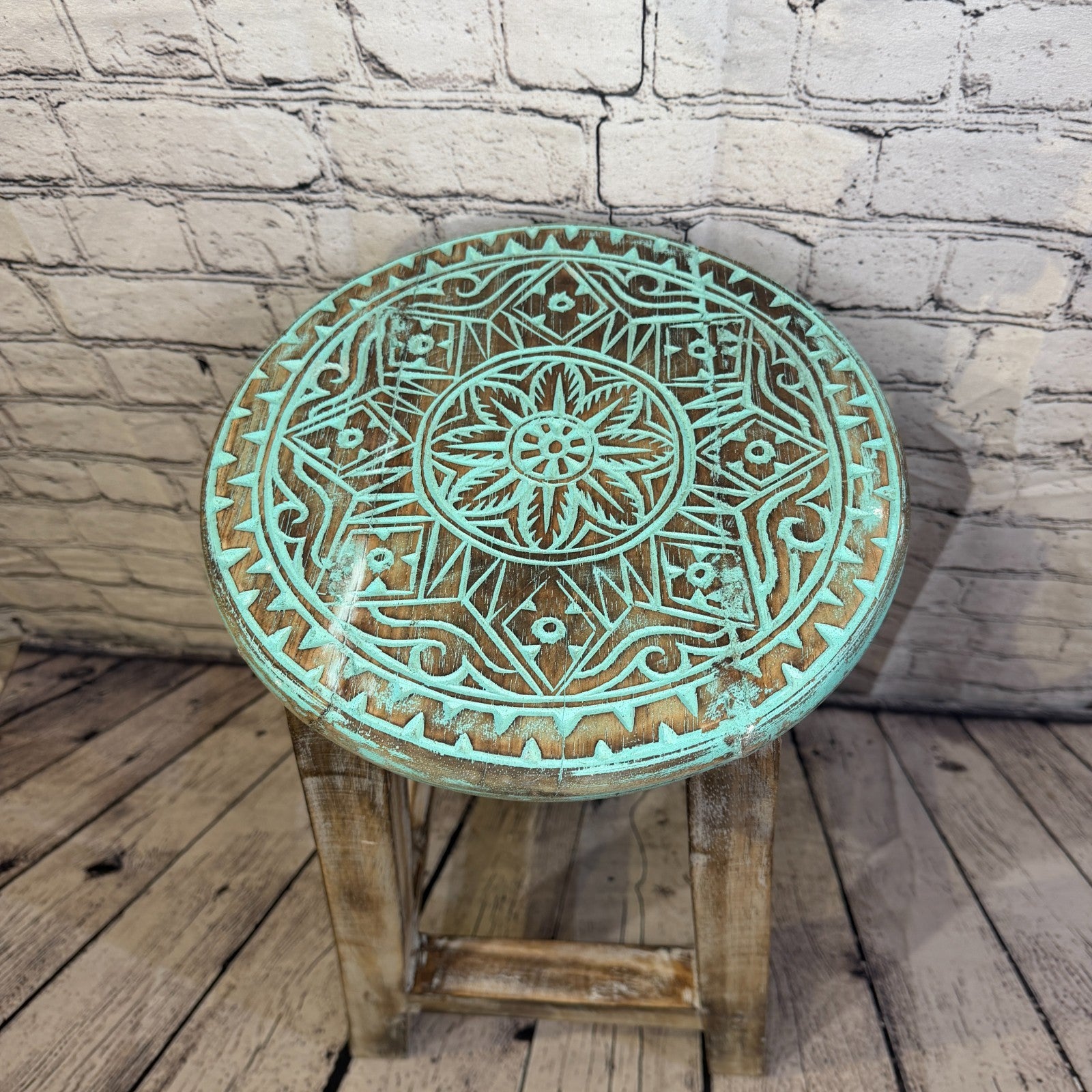 50cm x 30cm Green Stool Table Wooden Side Cabinet Living Hallway Furniture6