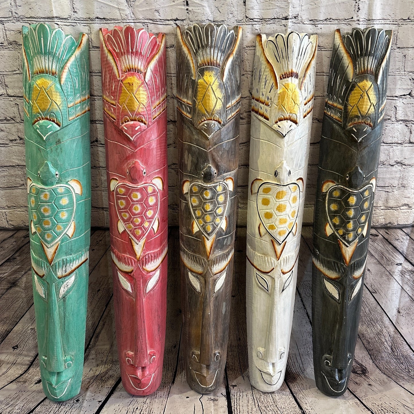 100cm White Turtle Hand Carved Fair Trade Wooden Animal Wall Art Hang Mask8