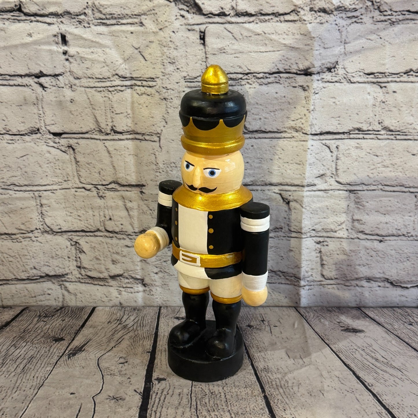 30cm Black Top Hat Nut Cracker Soldier Handcrafted Wood Xmas Christmas Ornament0