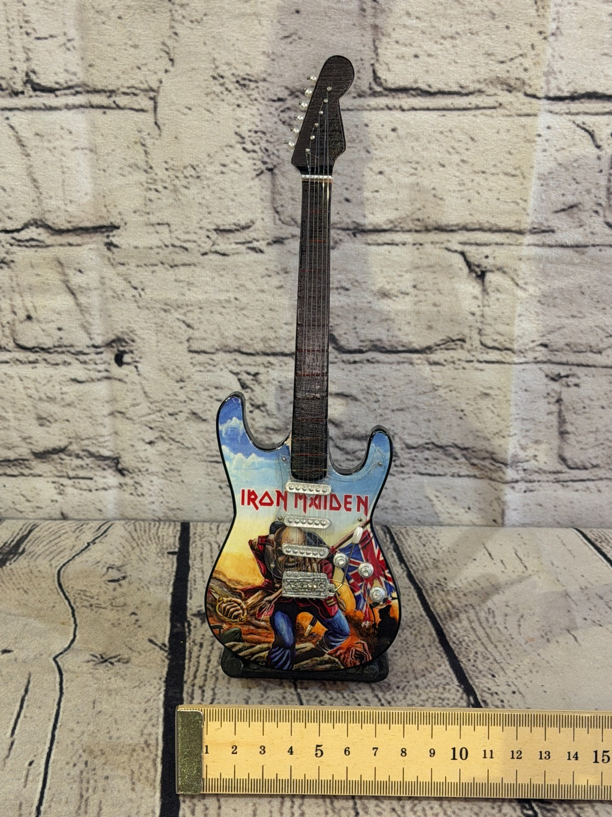 Miniature 25cm Guitar Iron Maiden Band Guitar on Stand Band Gift Display6