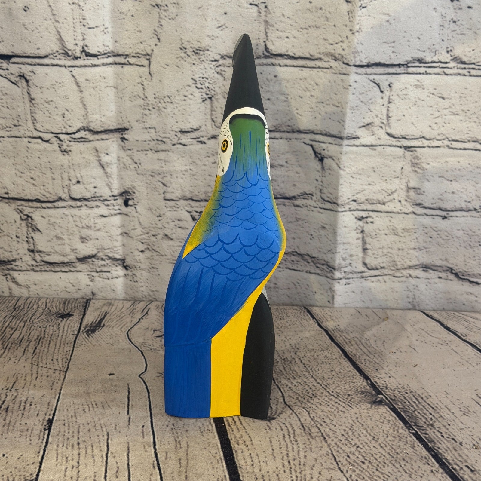 20cm Bright Blue Toucan Bird Ornament Statue Fair Trade Hand Made Carved Wood4