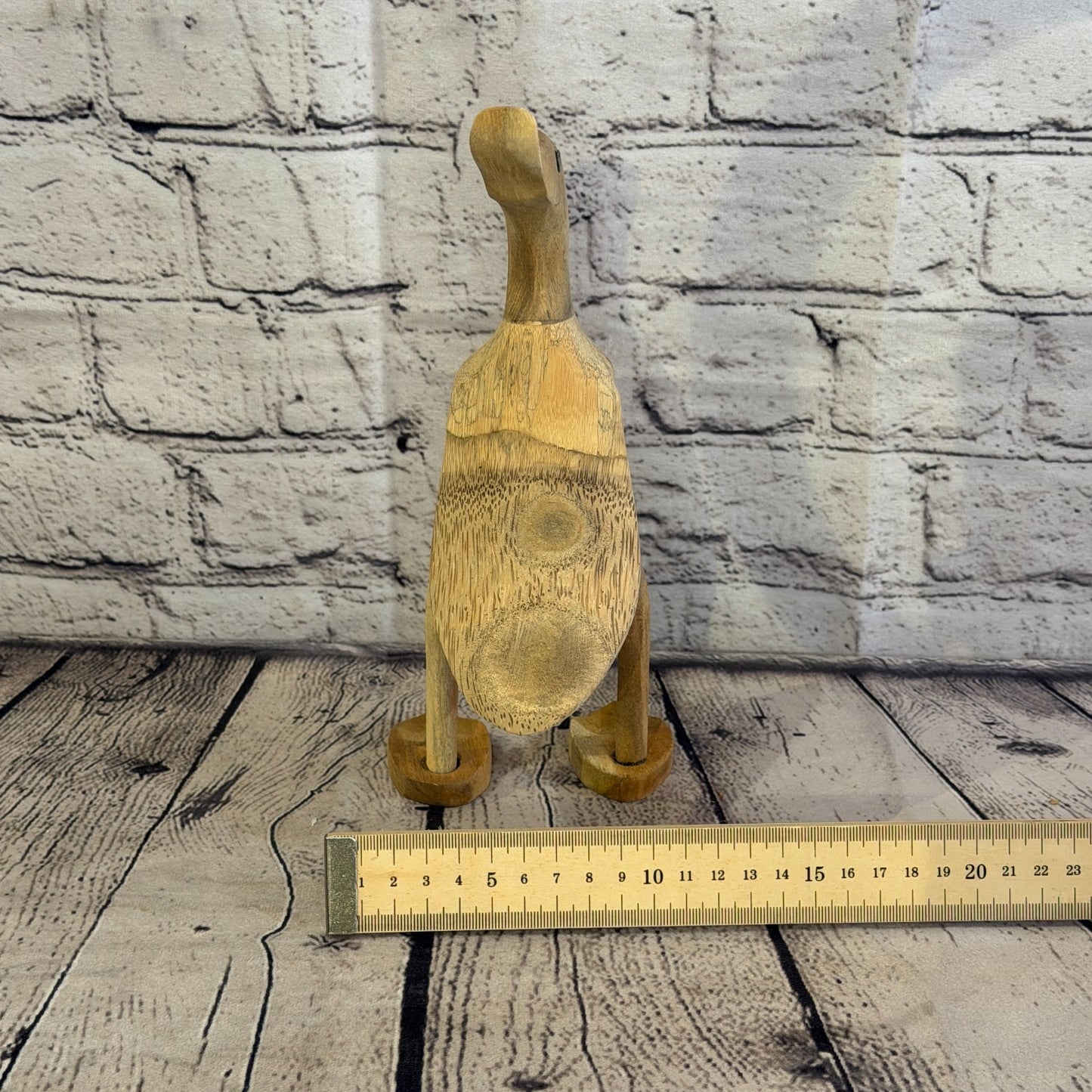 Looking Back 25cm Tall Wooden Smooth Duckling Baby Duck Bamboo Root Fairtrade8