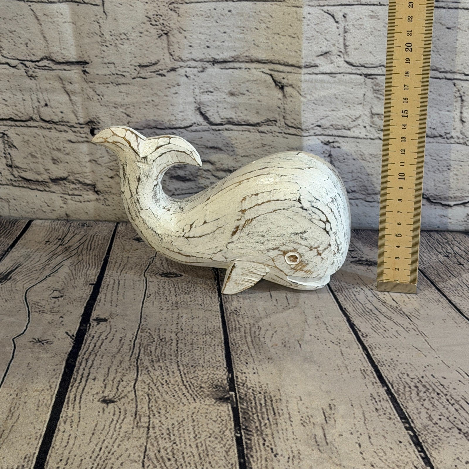 20cm x 12cm Whale White Fish Wood Coastal Ocean Bathroom Decoration5