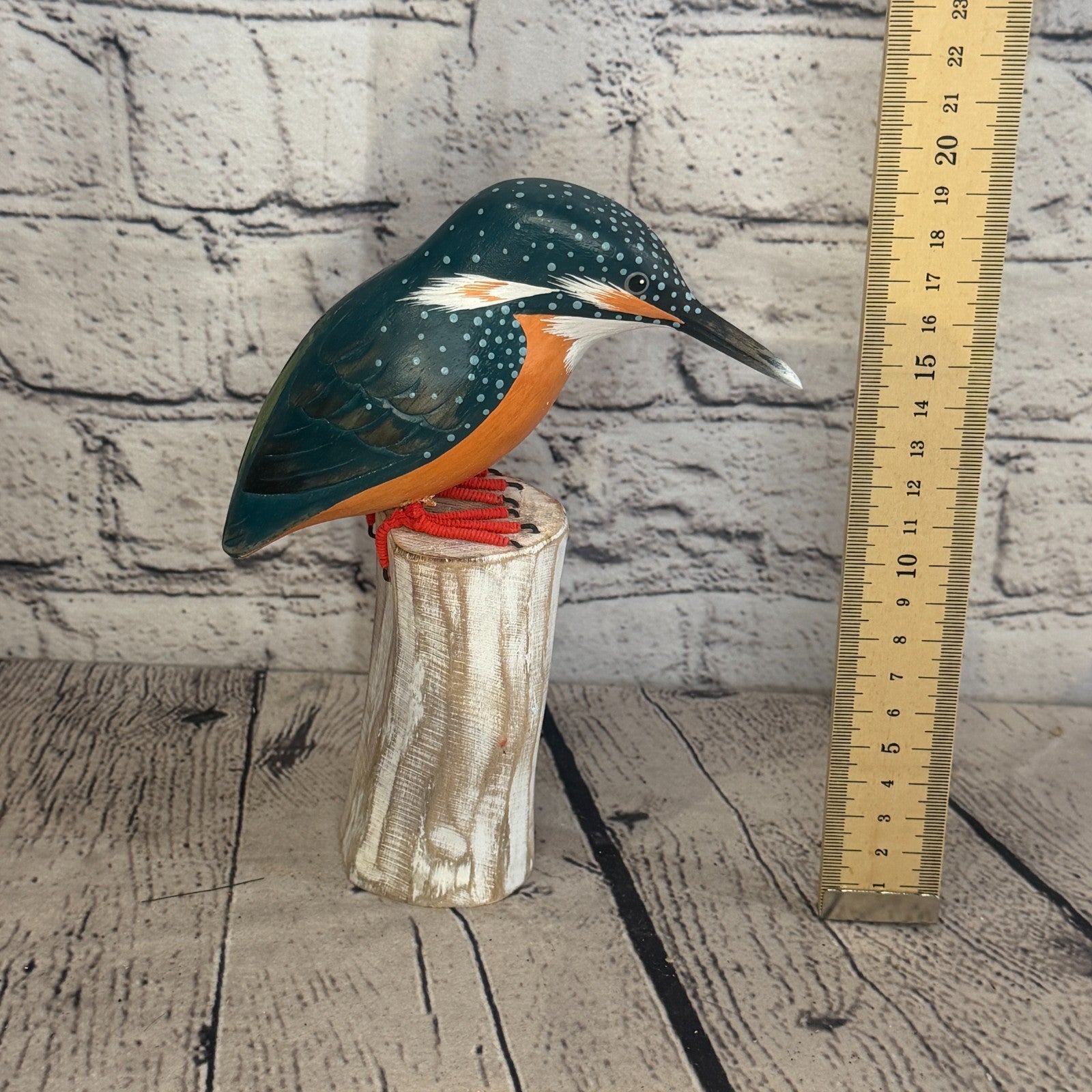 20cm Kingfisher Wooden Bird Ornament Seaside Coastal Nautical Handcrafted Decor6