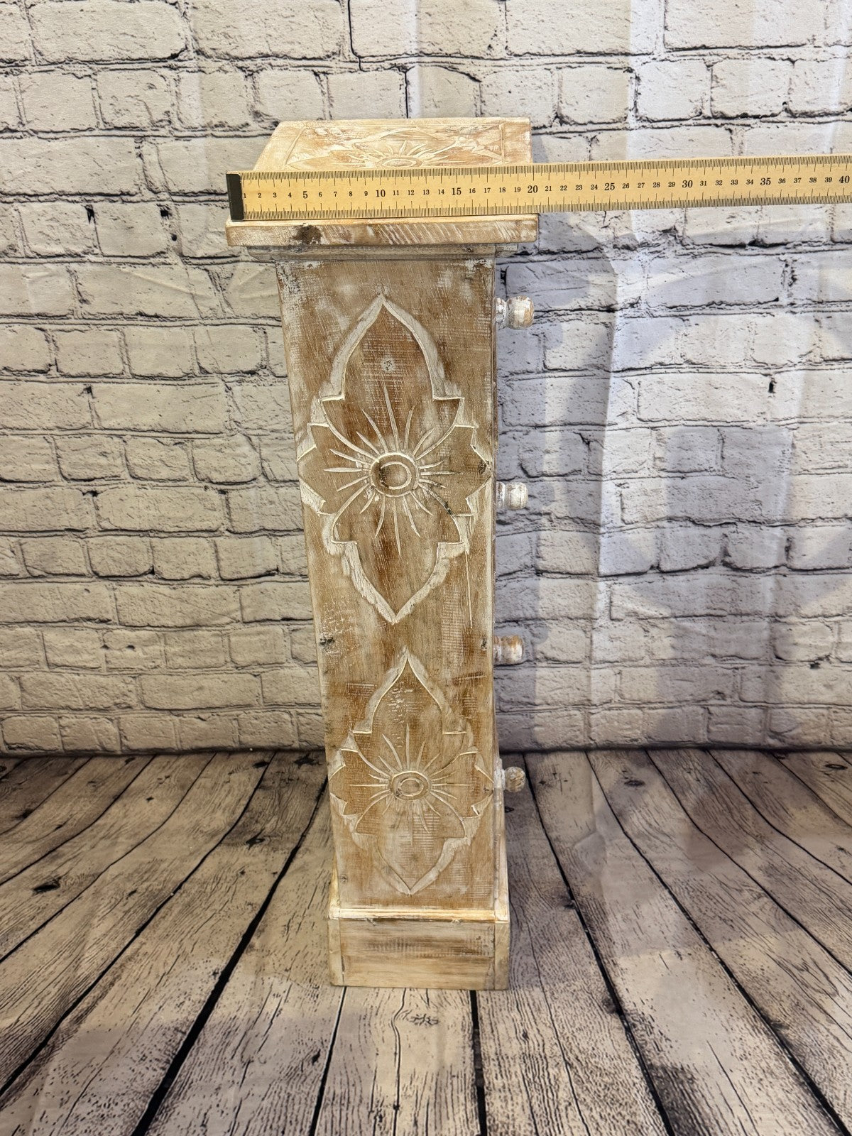 80cm x 25cm White 3 Draw Pillar Wooden Side Cabinet Living Storage Furniture8