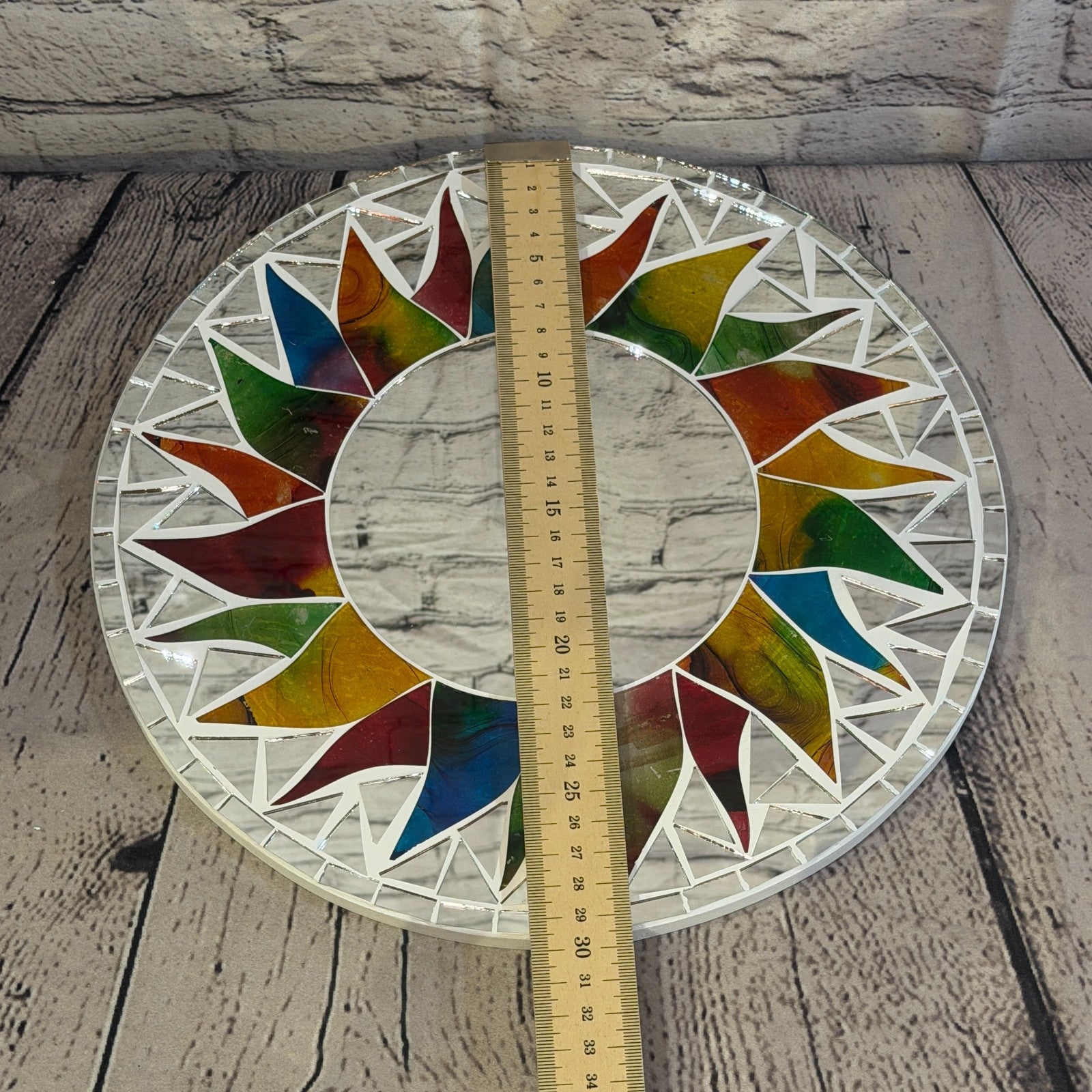 Rainbow White Sun Flame Mosaic Tile Wall Mirror 30cm x 30cm 12 Inches Handmade4