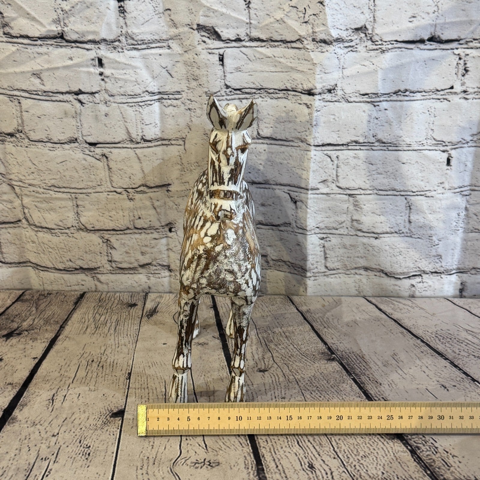 35cm x 35cm Brown Horse Large Wood Hand Carved Wooden Statue Figurine Decor8