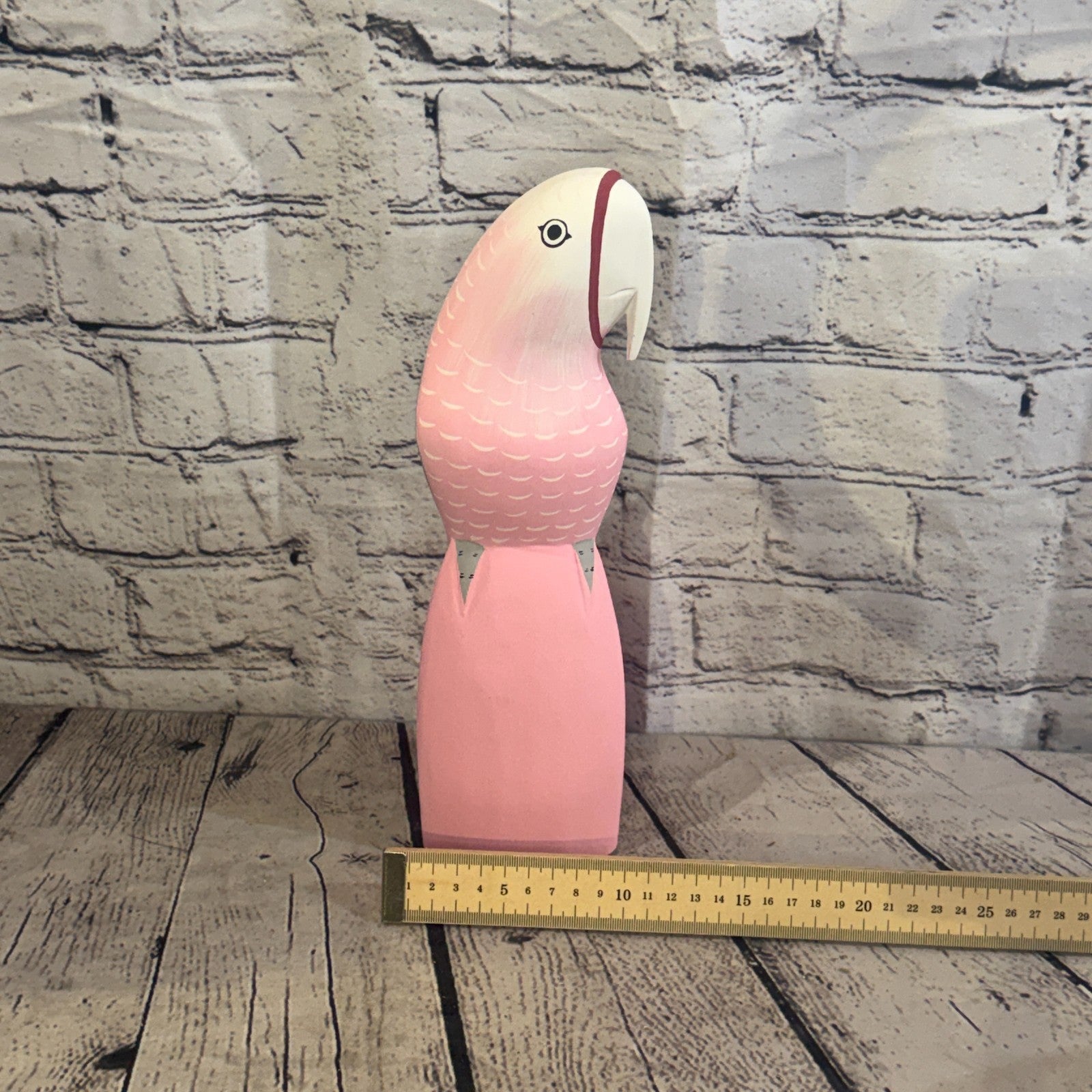 30cm Bright Pink Parrot Bird Ornament Statue Fair Trade Hand Made Carved Wood6